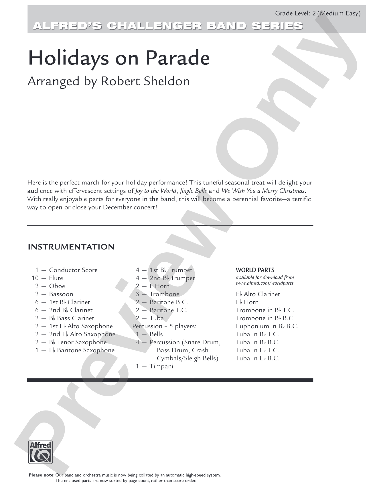 Holidays on Parade: Concert Band Conductor Score & Parts