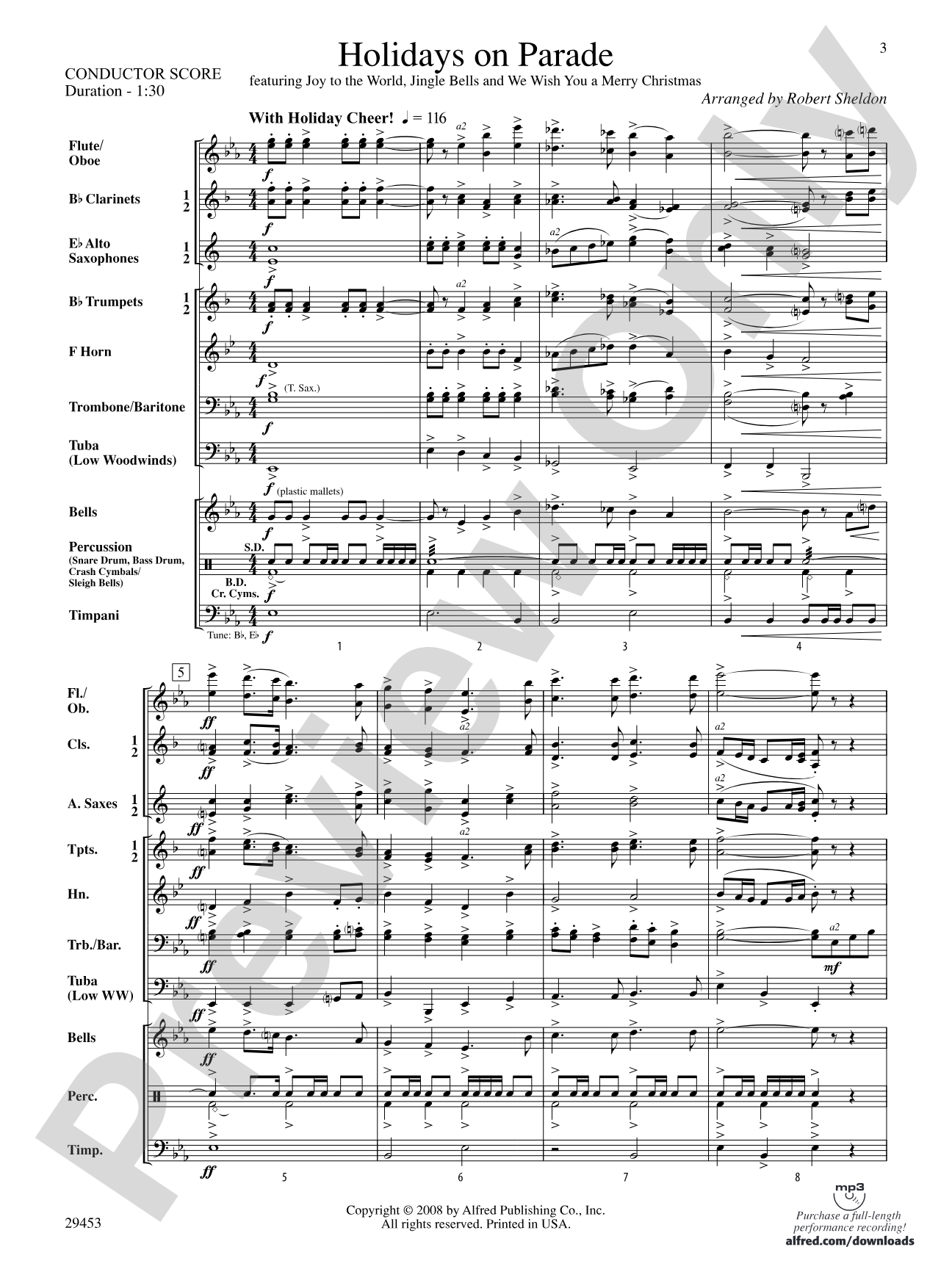 Holidays on Parade: Concert Band Conductor Score & Parts