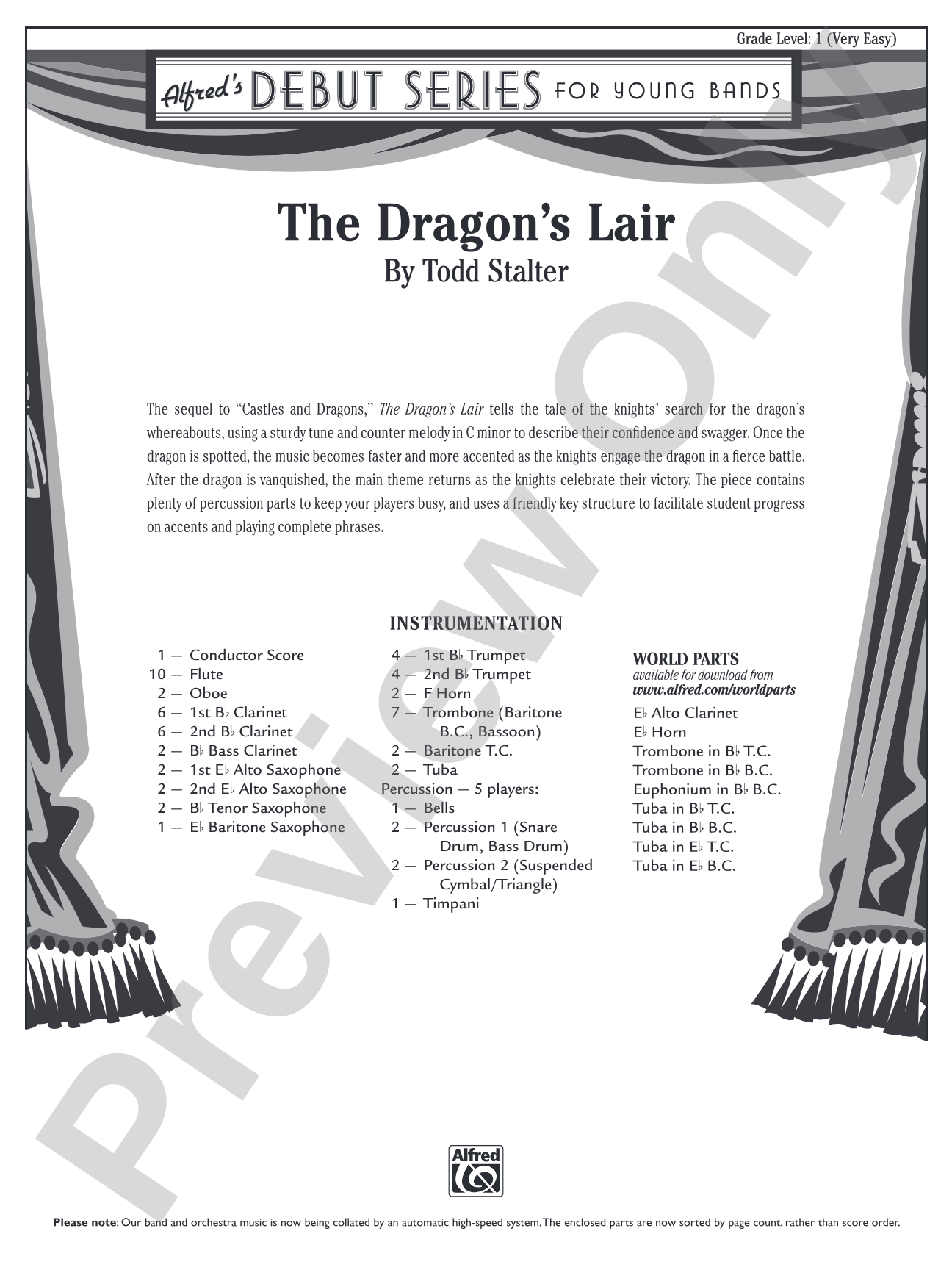 The Dragon's Lair: Concert Band Conductor Score & Parts