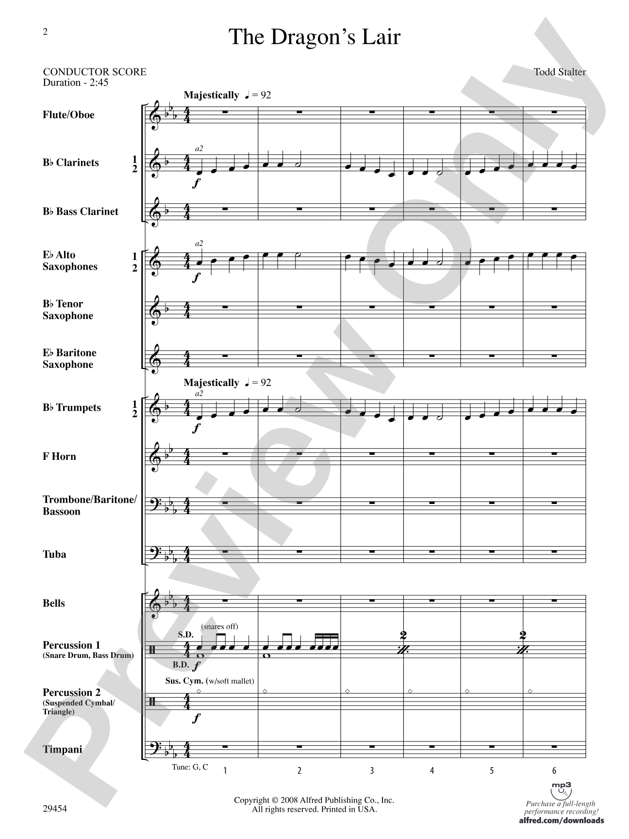 The Dragon's Lair: Concert Band Conductor Score & Parts