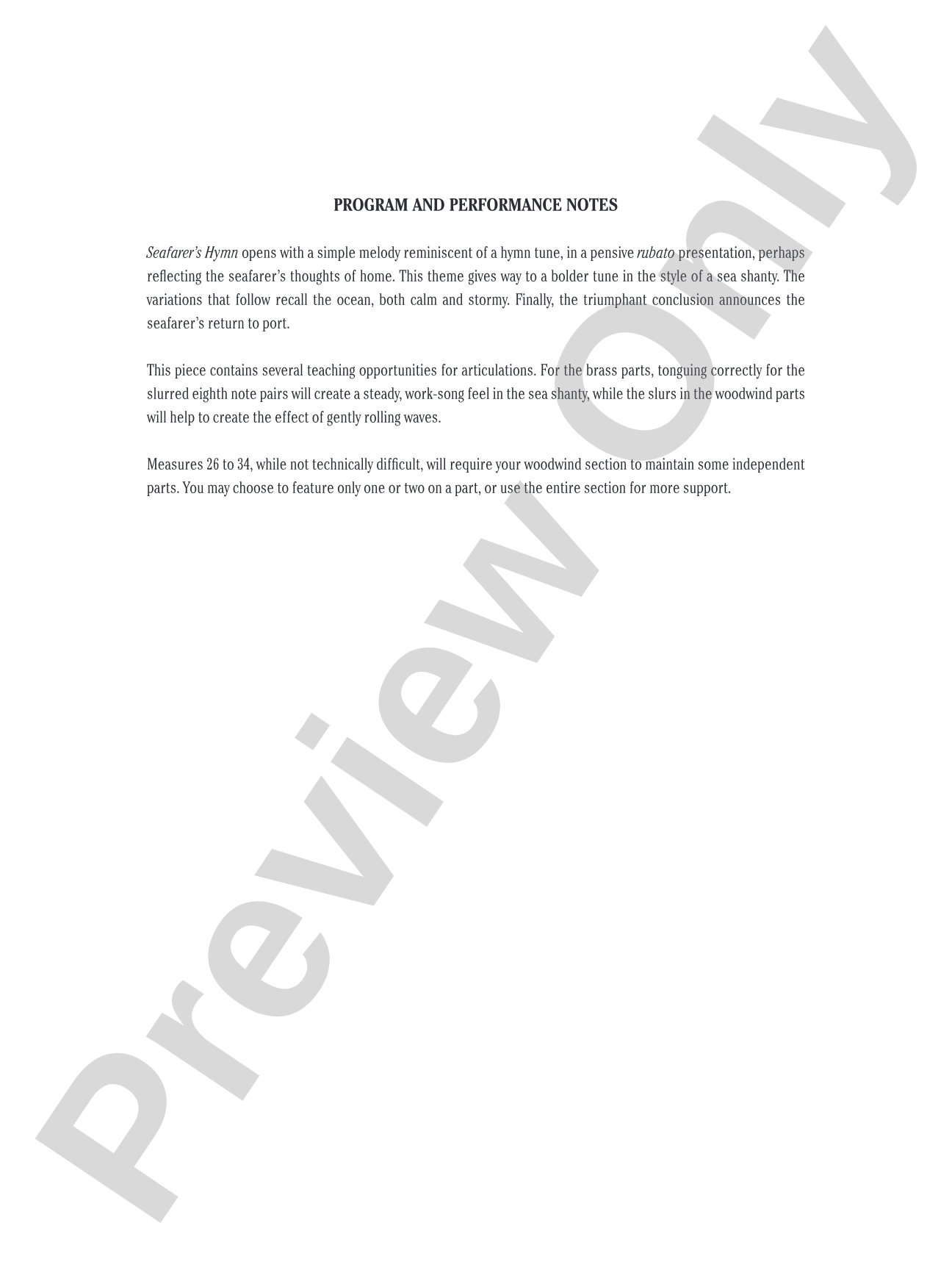 Seafarer's Hymn: Concert Band Conductor Score & Parts