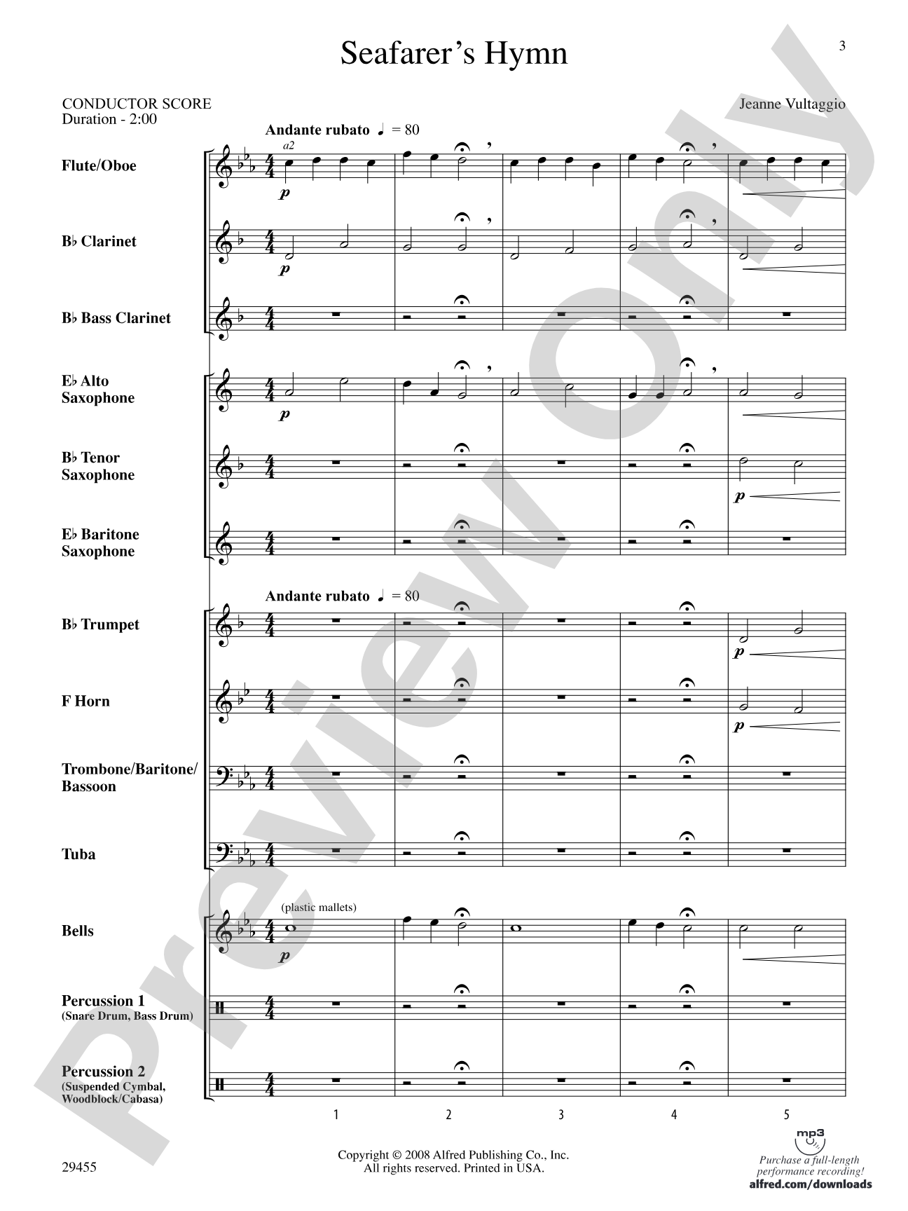 Seafarer's Hymn: Concert Band Conductor Score & Parts