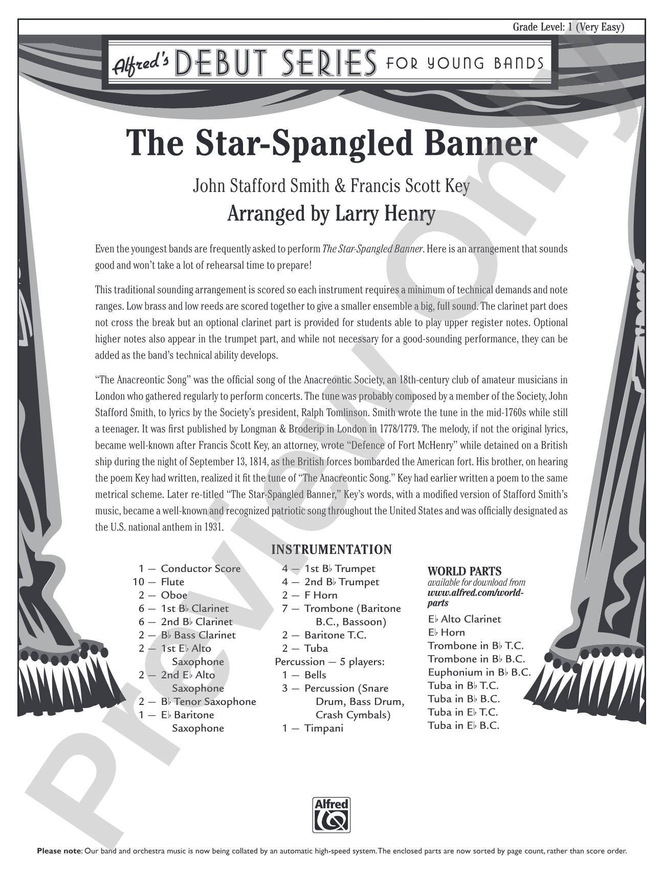 The Star-Spangled Banner: Concert Band Conductor Score & Parts