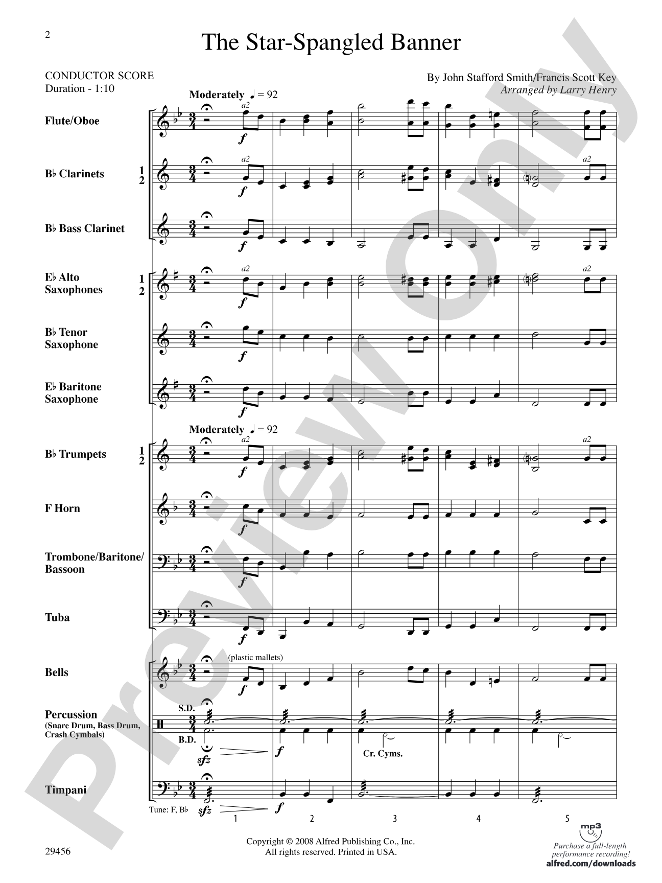 The Star-Spangled Banner: Concert Band Conductor Score & Parts