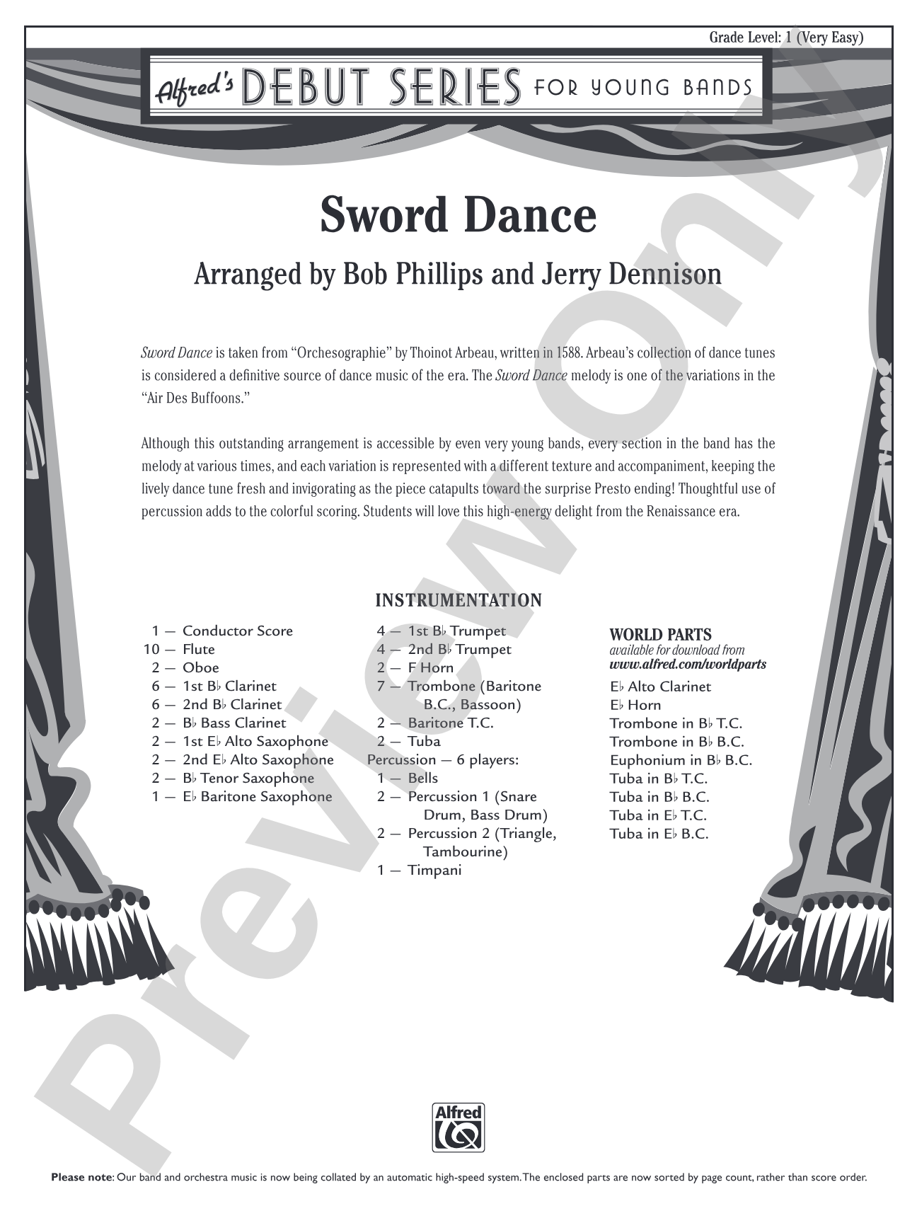 Sword Dance: Concert Band Conductor Score & Parts