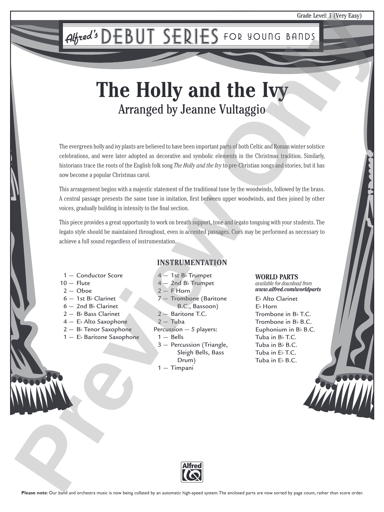 The Holly and the Ivy: Concert Band Conductor Score & Parts
