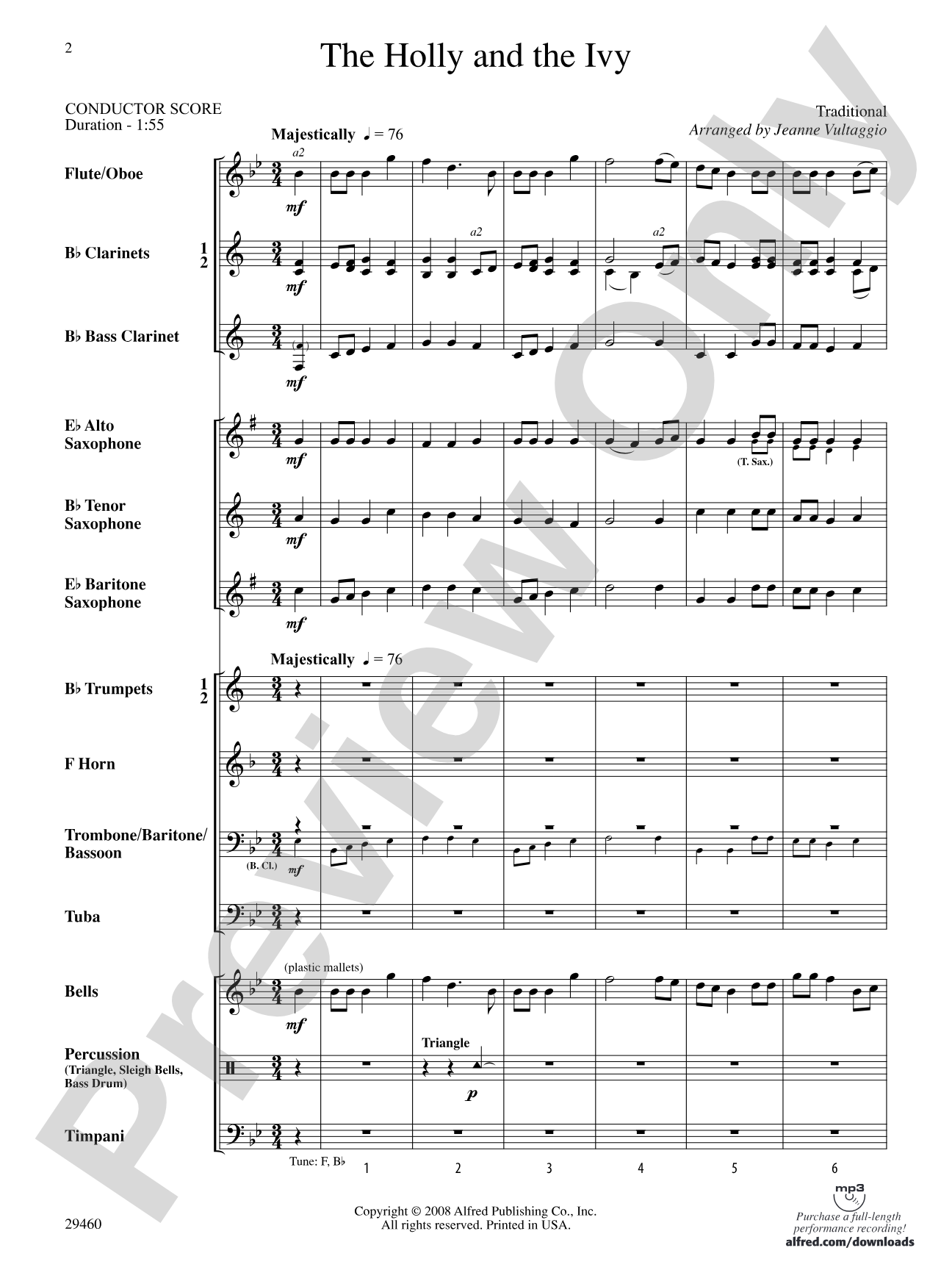 The Holly and the Ivy: Concert Band Conductor Score & Parts