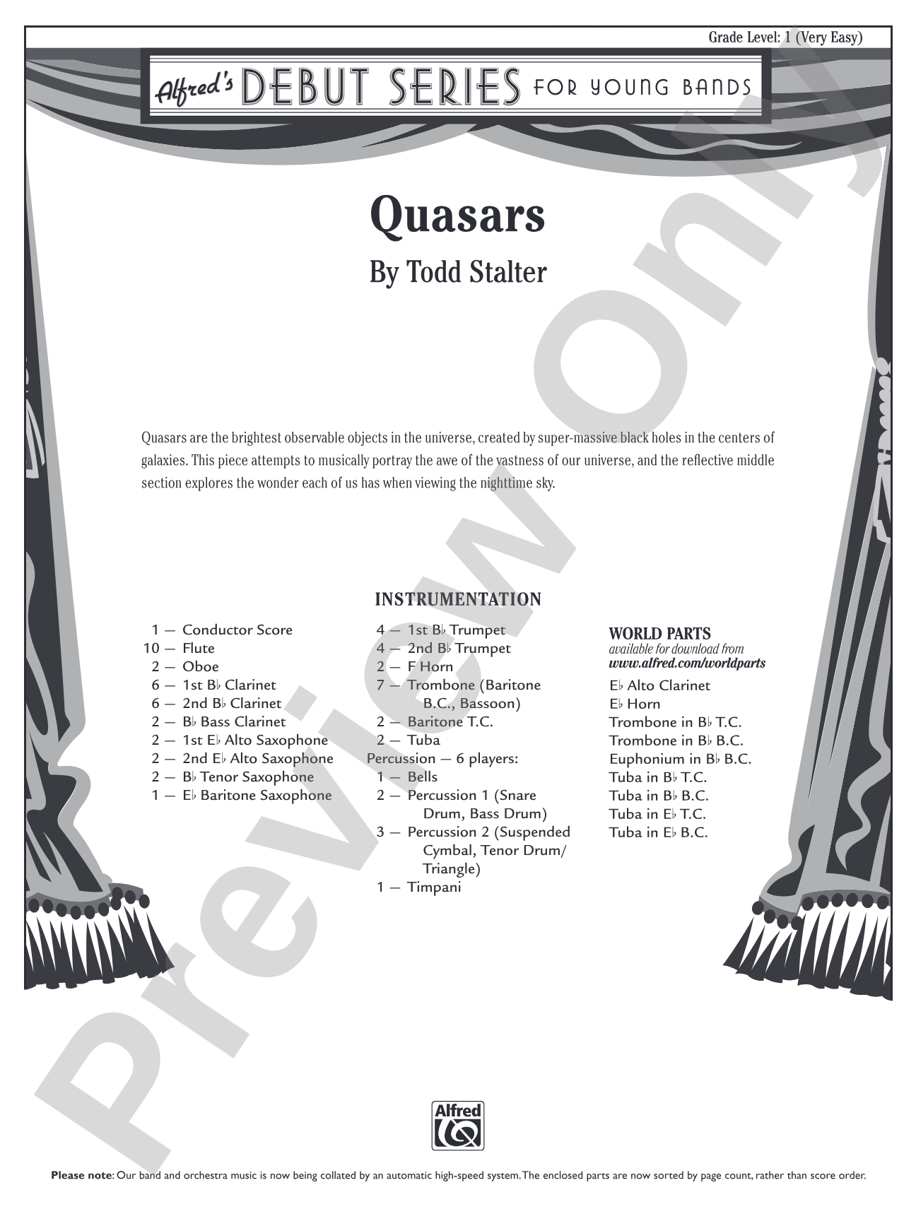 Quasars: Concert Band Conductor Score & Parts