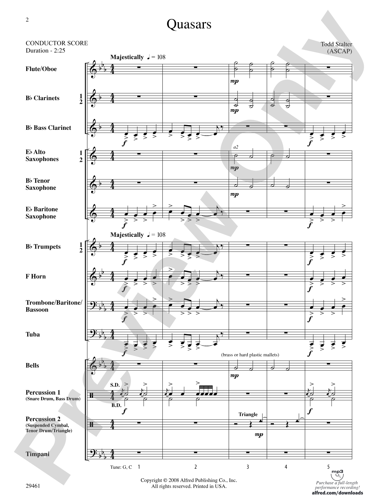 Quasars: Concert Band Conductor Score & Parts