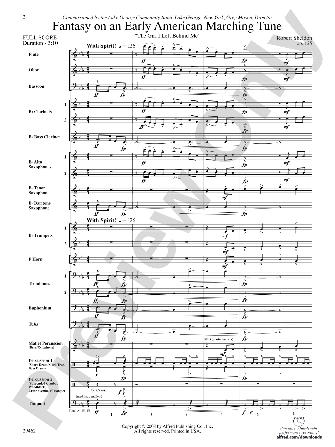 Fantasy on an Early American Marching Tune: Concert Band Conductor Score & Parts