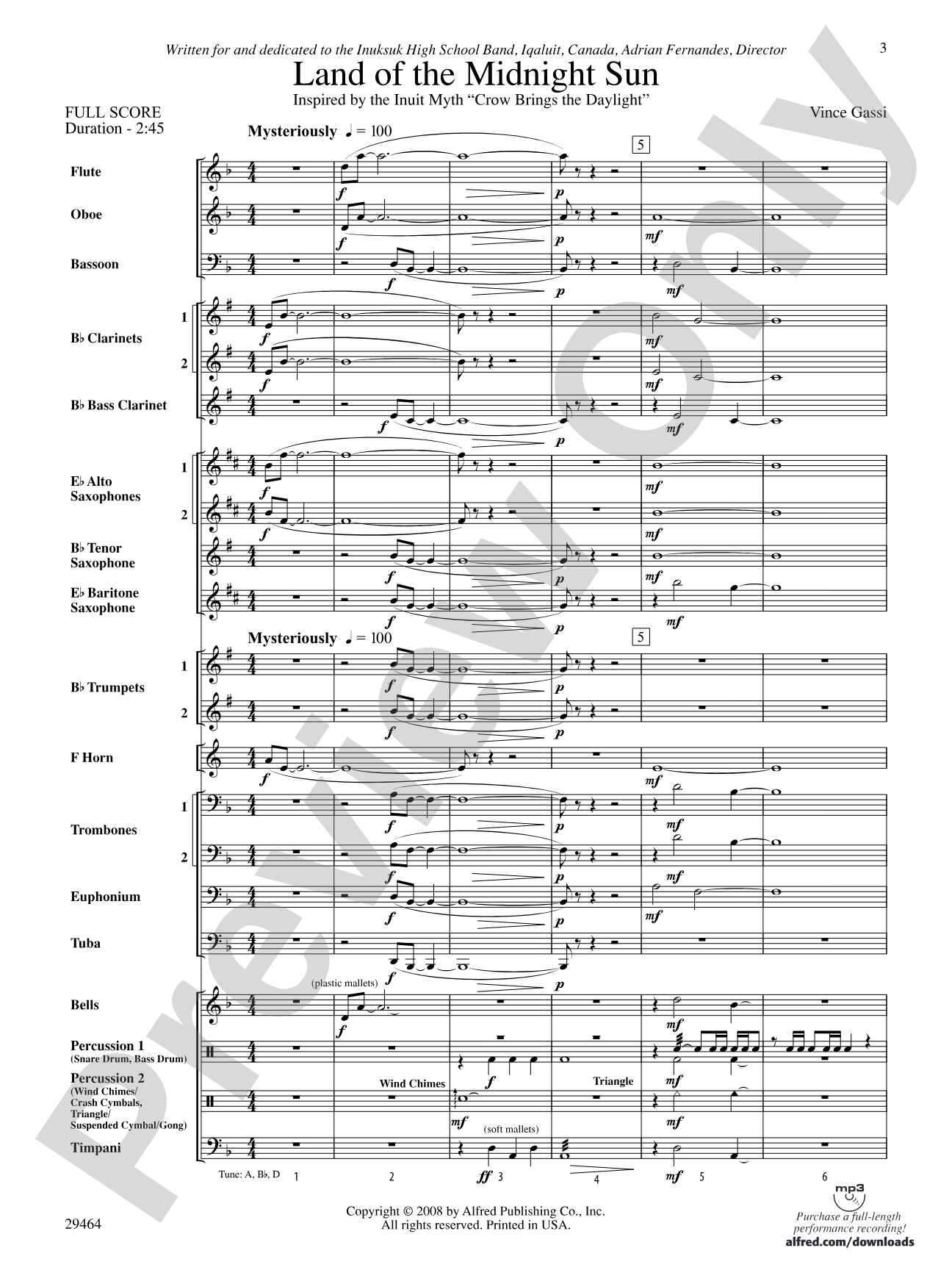 Land of the Midnight Sun: Concert Band Conductor Score & Parts