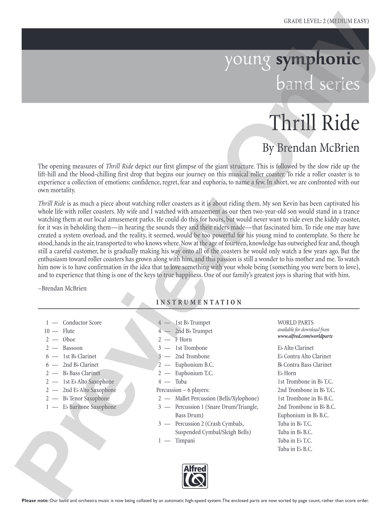 Thrill Ride: Concert Band Conductor Score & Parts