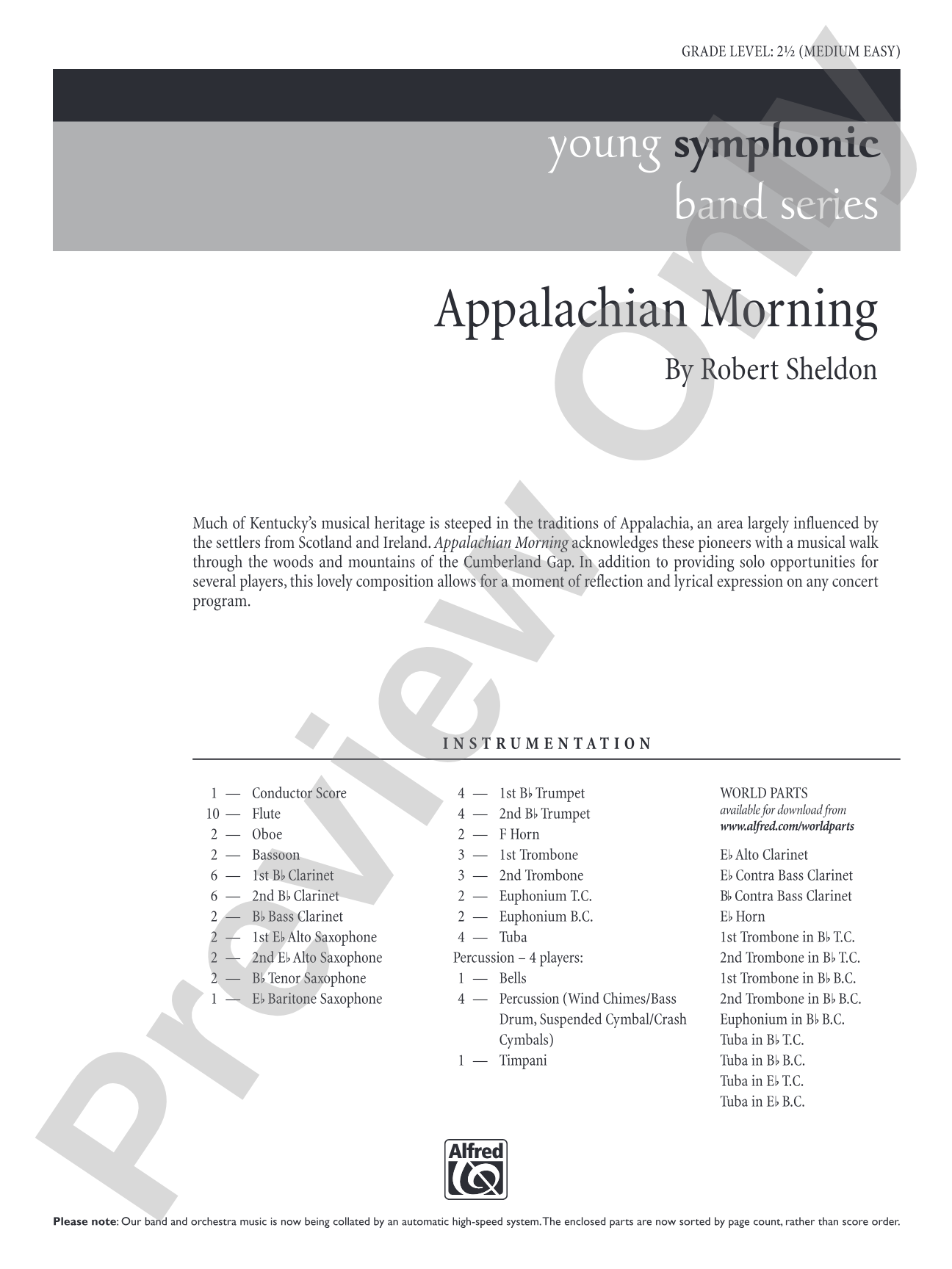 Appalachian Morning: Concert Band Conductor Score & Parts