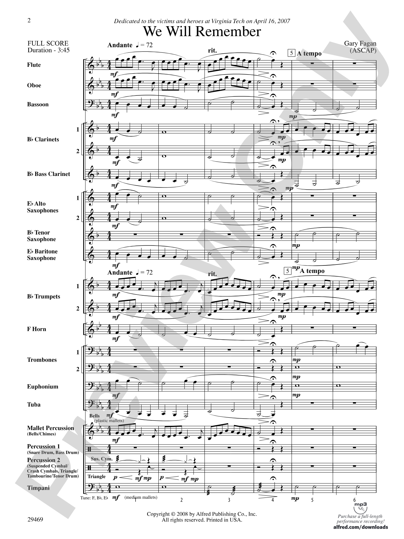 We Will Remember: Concert Band Conductor Score & Parts