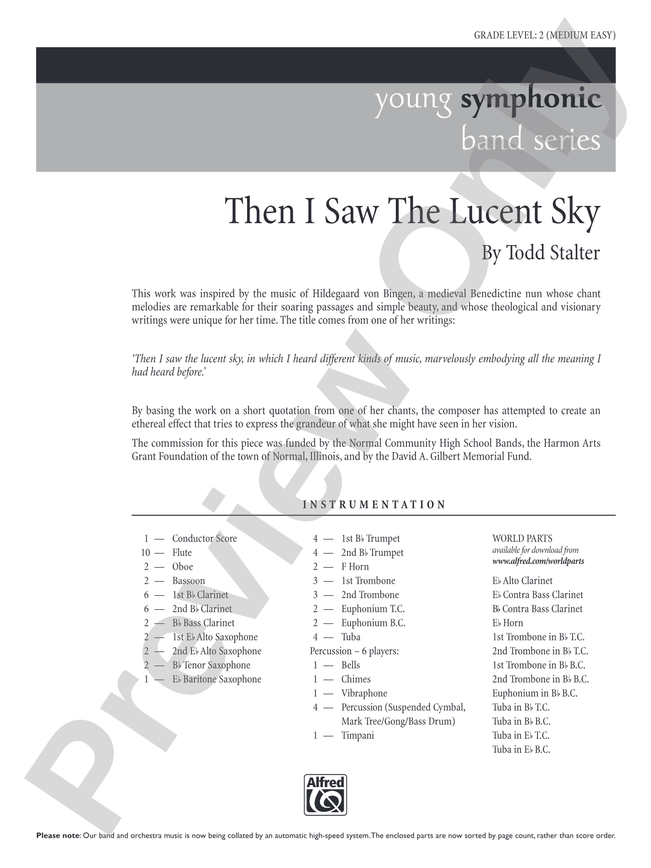 Then I Saw the Lucent Sky: Concert Band Conductor Score & Parts