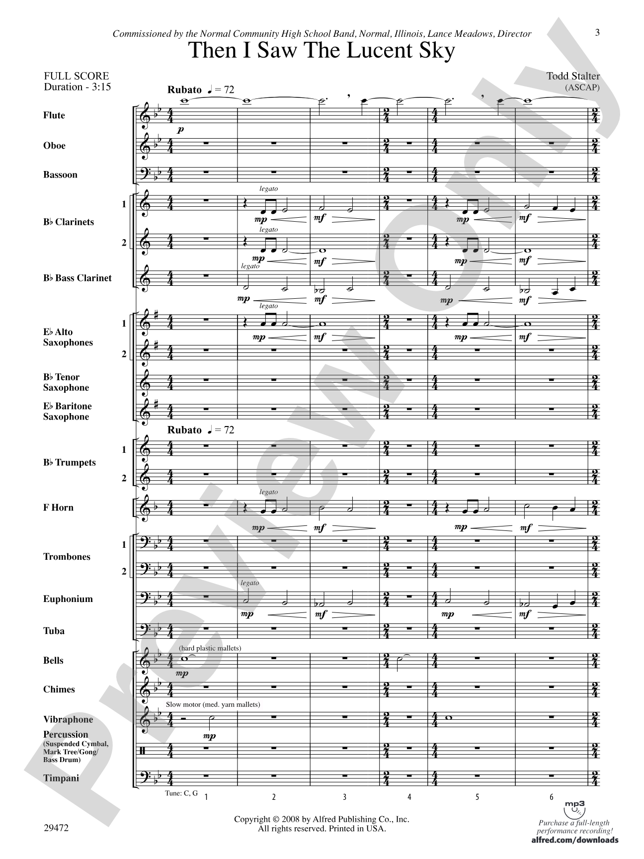 Then I Saw the Lucent Sky: Concert Band Conductor Score & Parts
