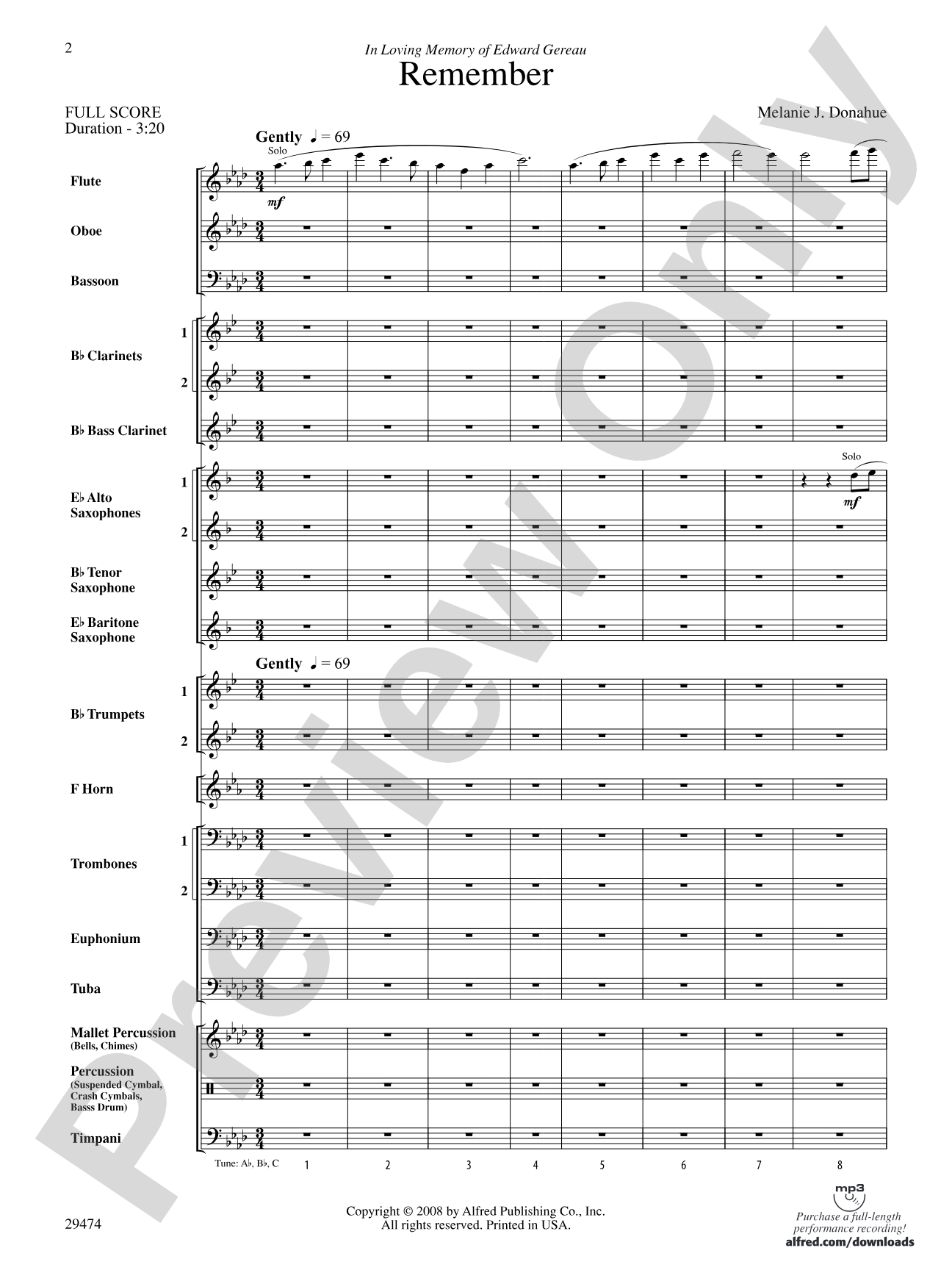 Remember: Concert Band Conductor Score & Parts