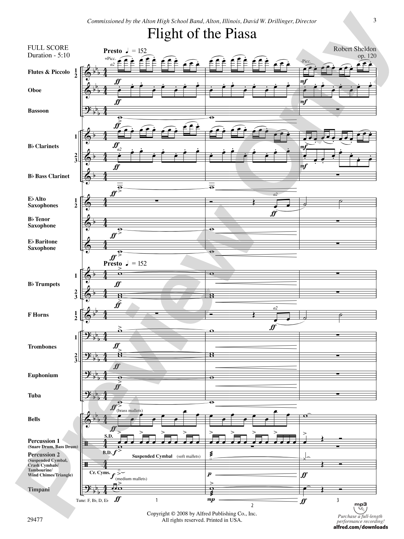 Flight of the Piasa: Concert Band Conductor Score & Parts