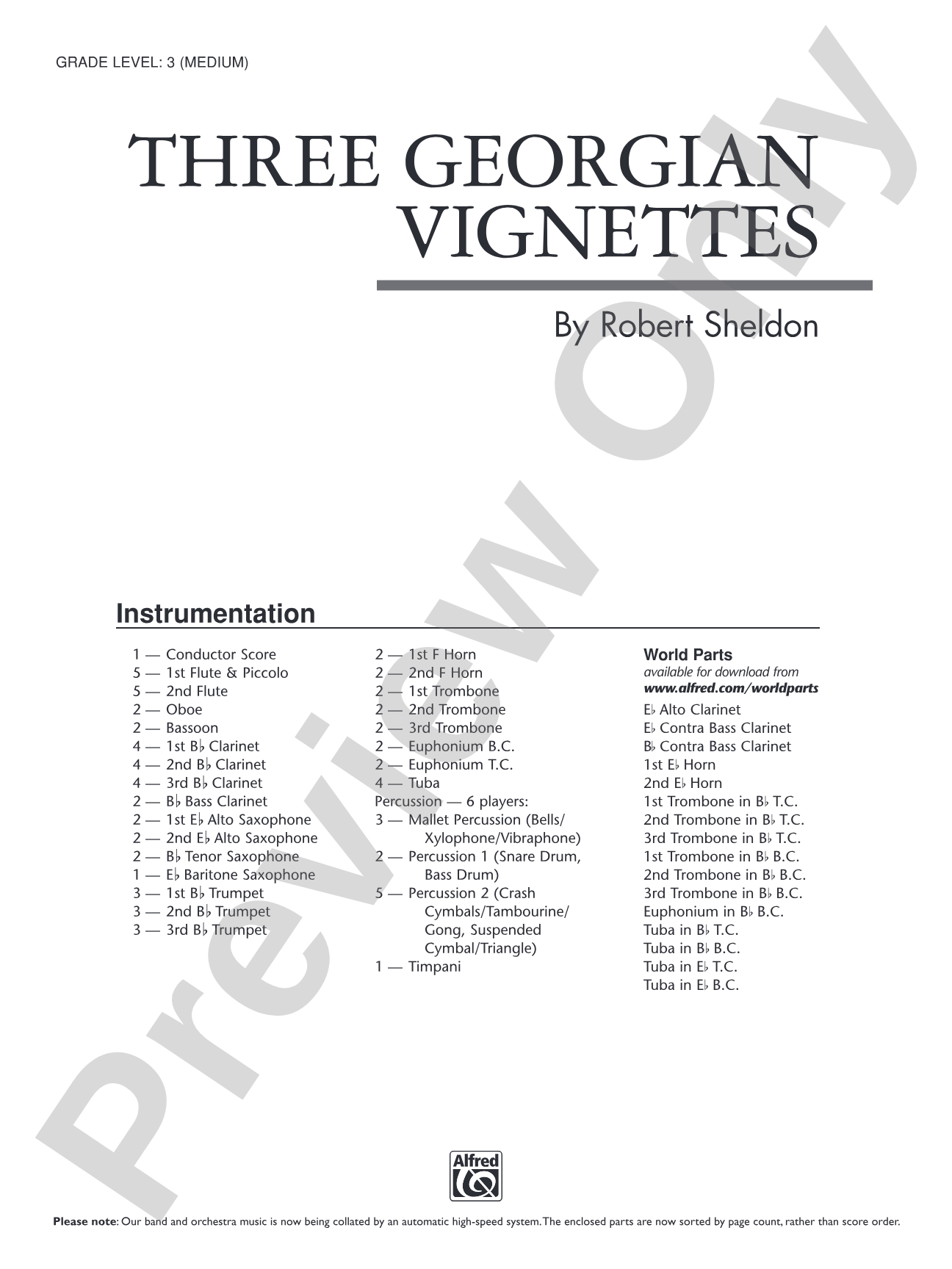 Three Georgian Vignettes: Concert Band Conductor Score & Parts