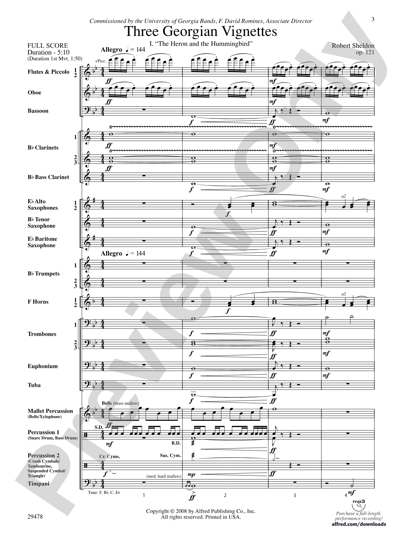 Three Georgian Vignettes: Concert Band Conductor Score & Parts