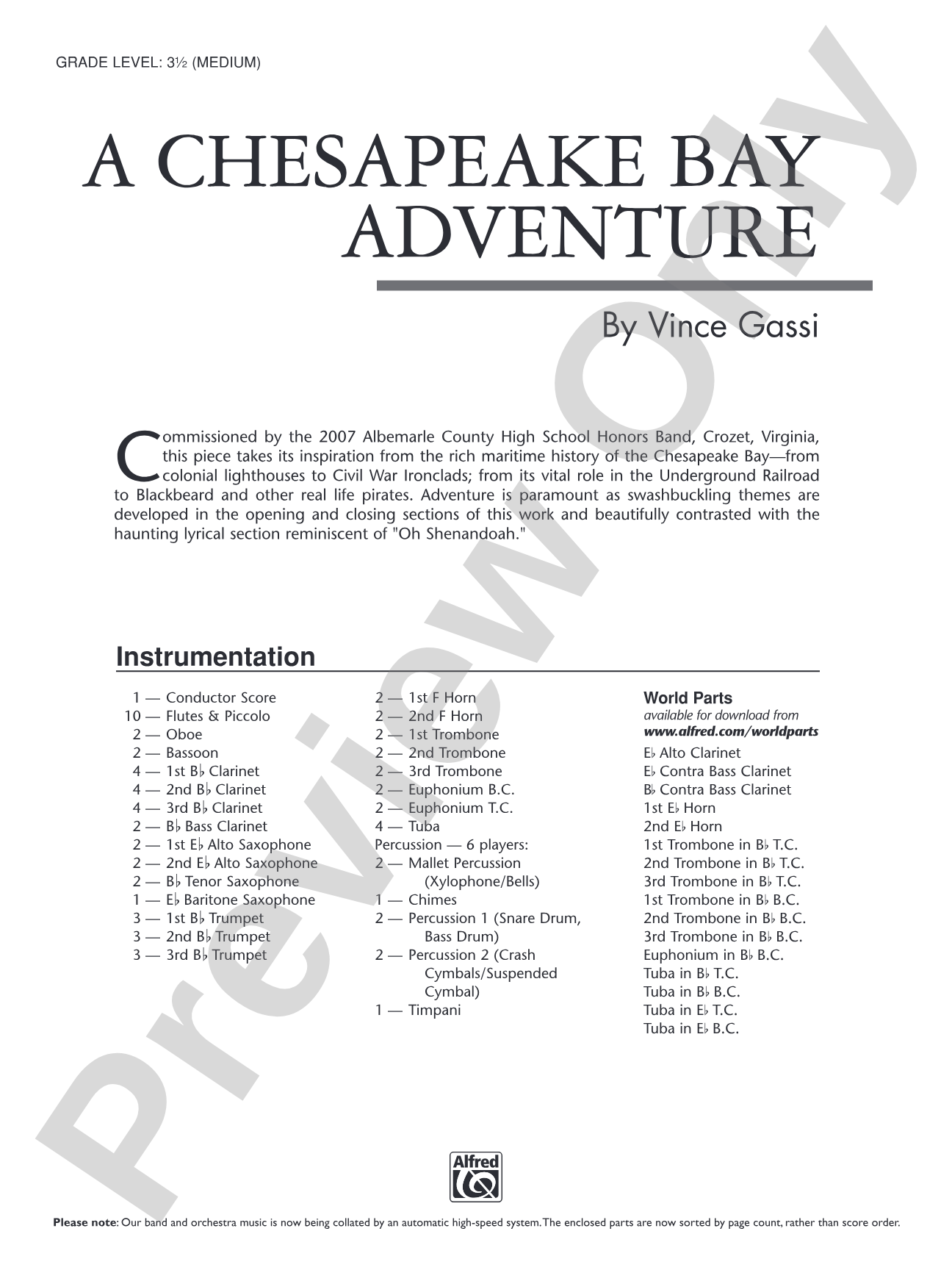 A Chesapeake Bay Adventure: Concert Band Conductor Score & Parts