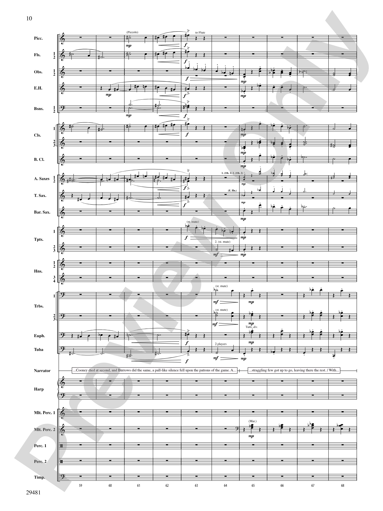 Casey at the Bat: Concert Band Conductor Score & Parts