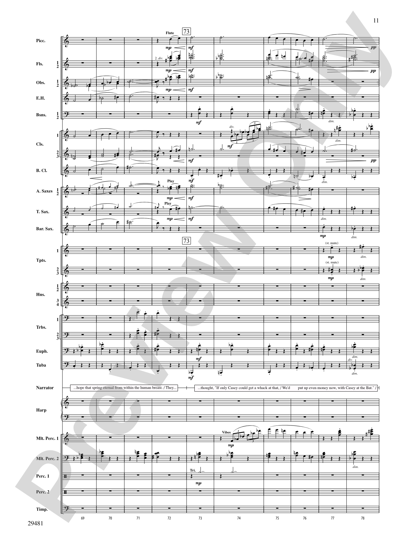 Casey at the Bat: Concert Band Conductor Score & Parts