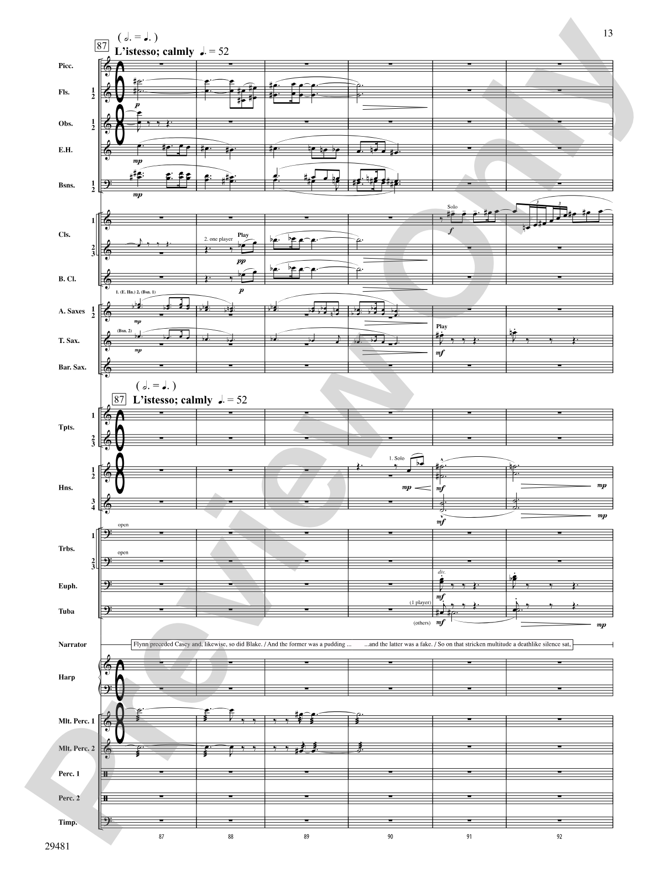 Casey at the Bat: Concert Band Conductor Score & Parts