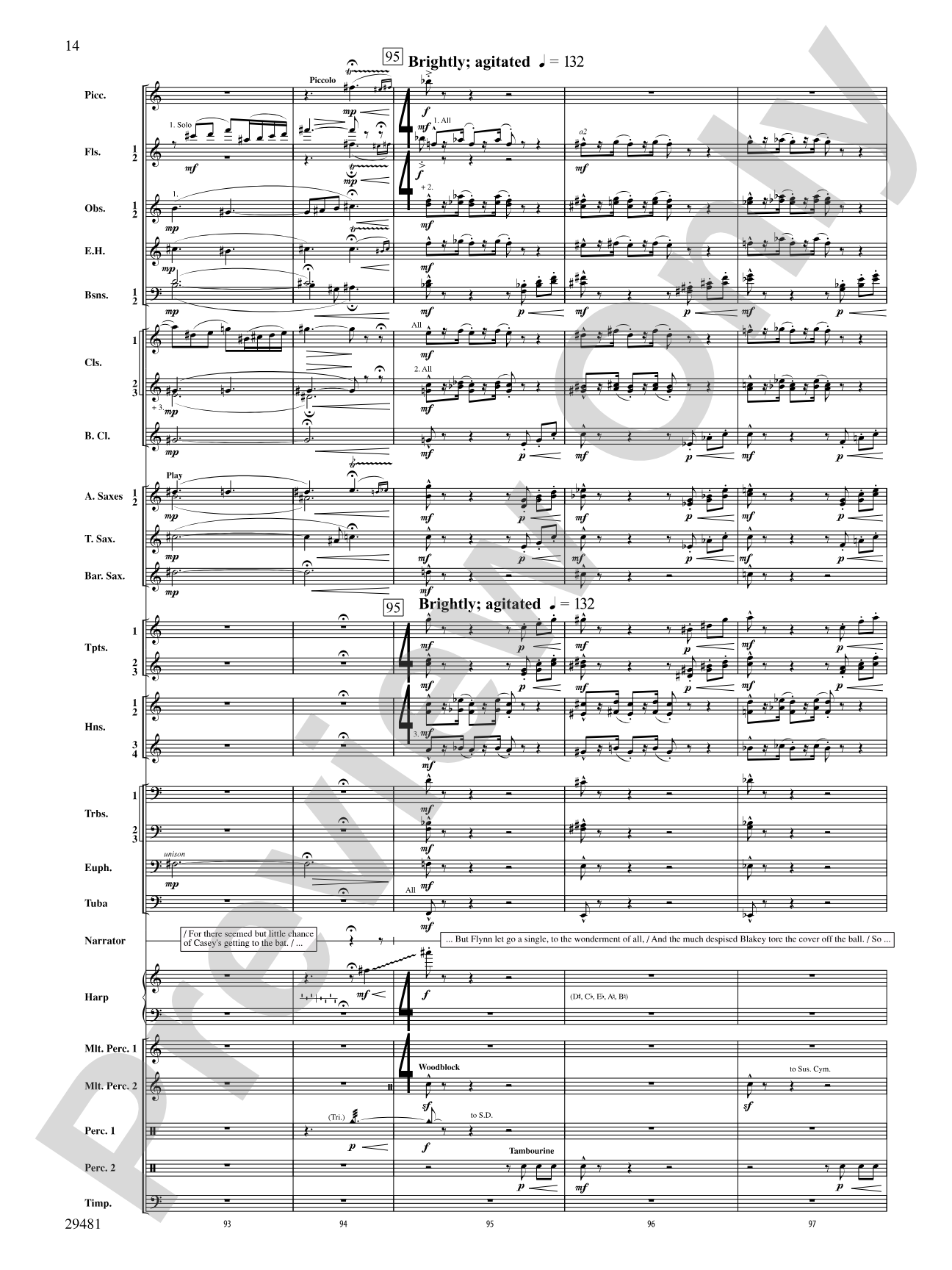 Casey at the Bat: Concert Band Conductor Score & Parts