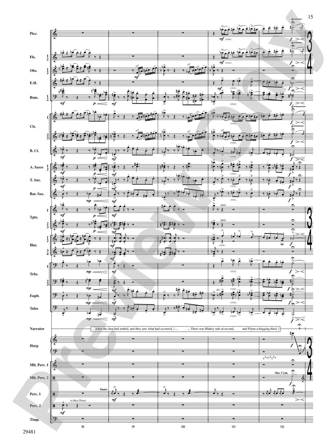 Casey at the Bat: Concert Band Conductor Score & Parts