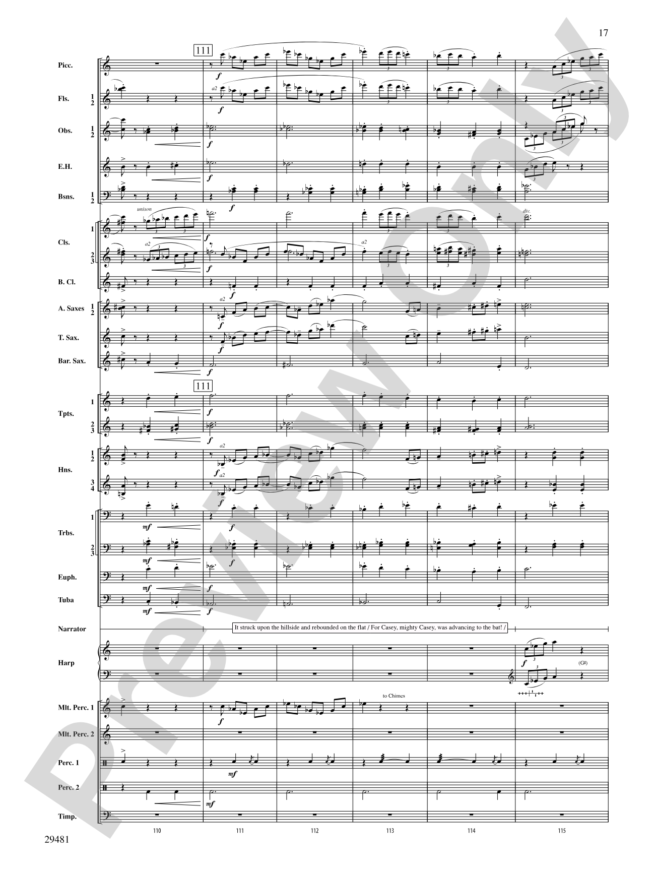 Casey at the Bat: Concert Band Conductor Score & Parts