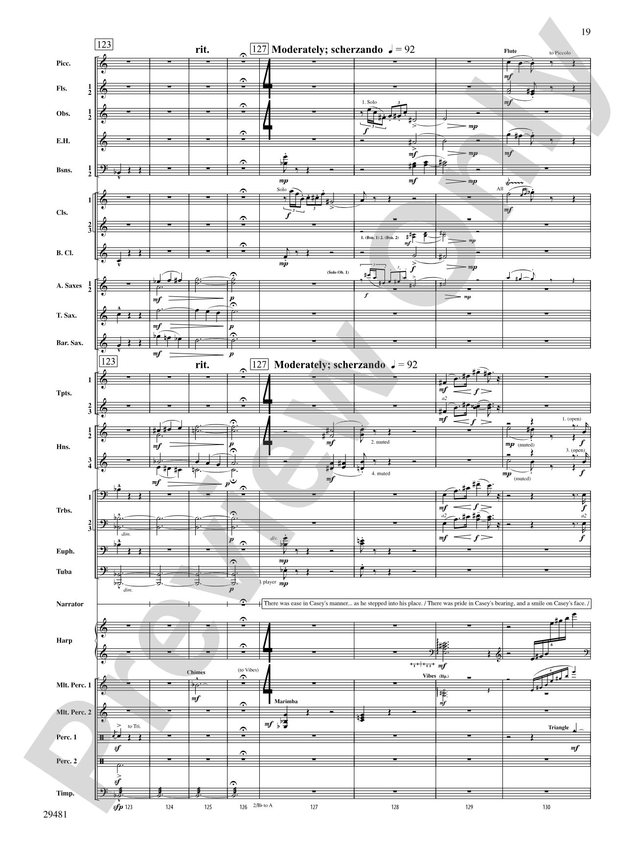 Casey at the Bat: Concert Band Conductor Score & Parts