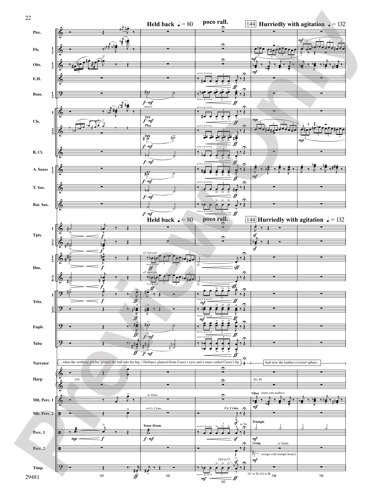 Casey at the Bat: Concert Band Conductor Score & Parts