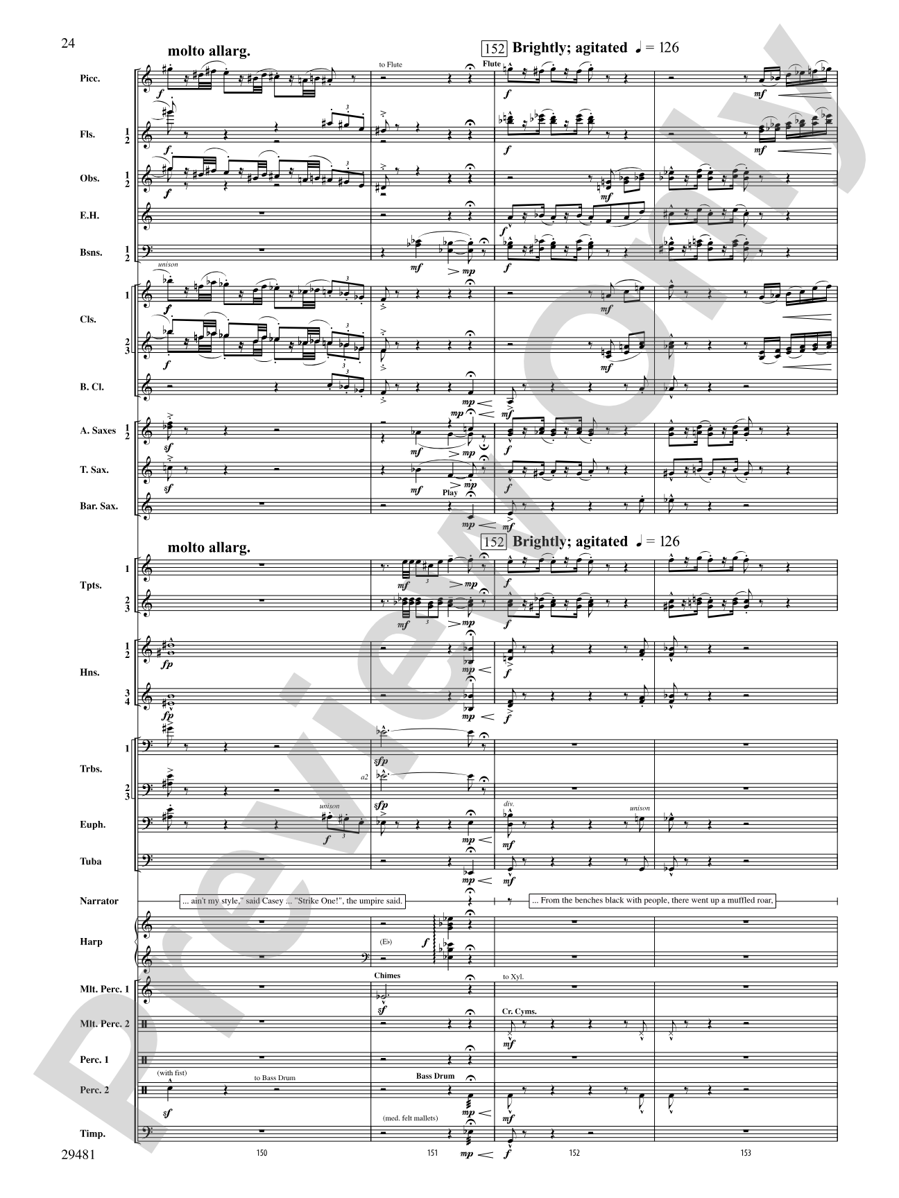 Casey at the Bat: Concert Band Conductor Score & Parts