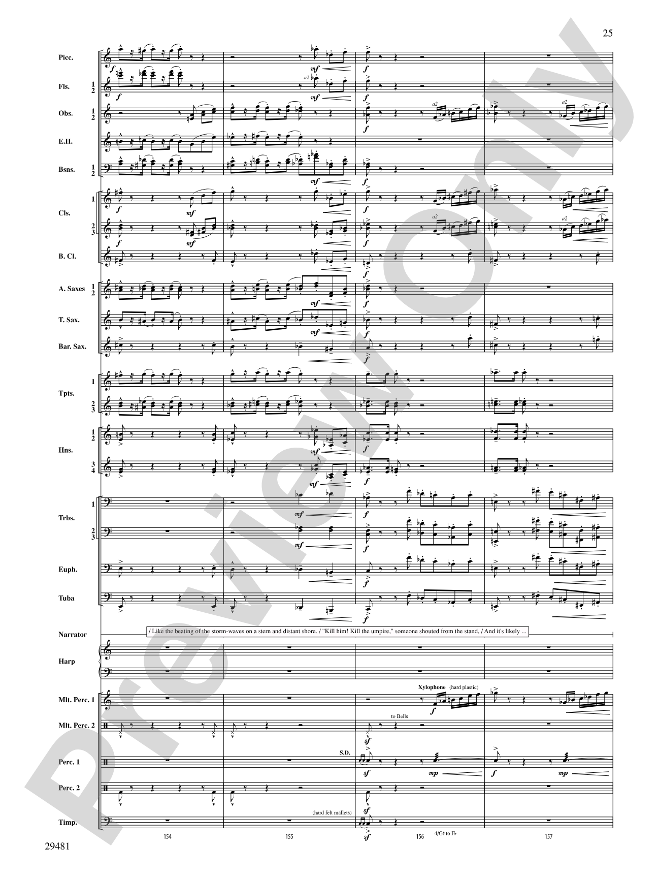 Casey at the Bat: Concert Band Conductor Score & Parts