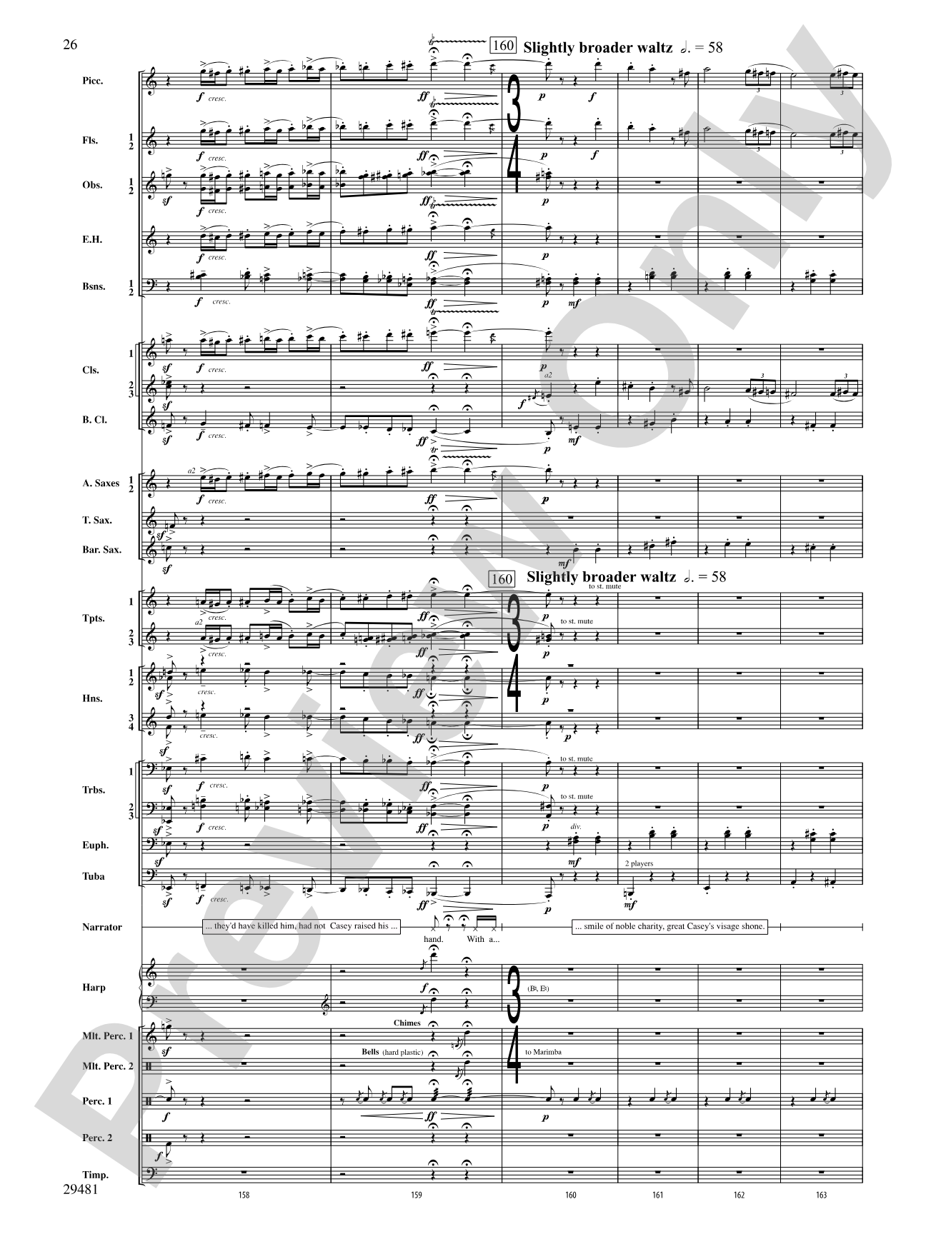 Casey at the Bat: Concert Band Conductor Score & Parts