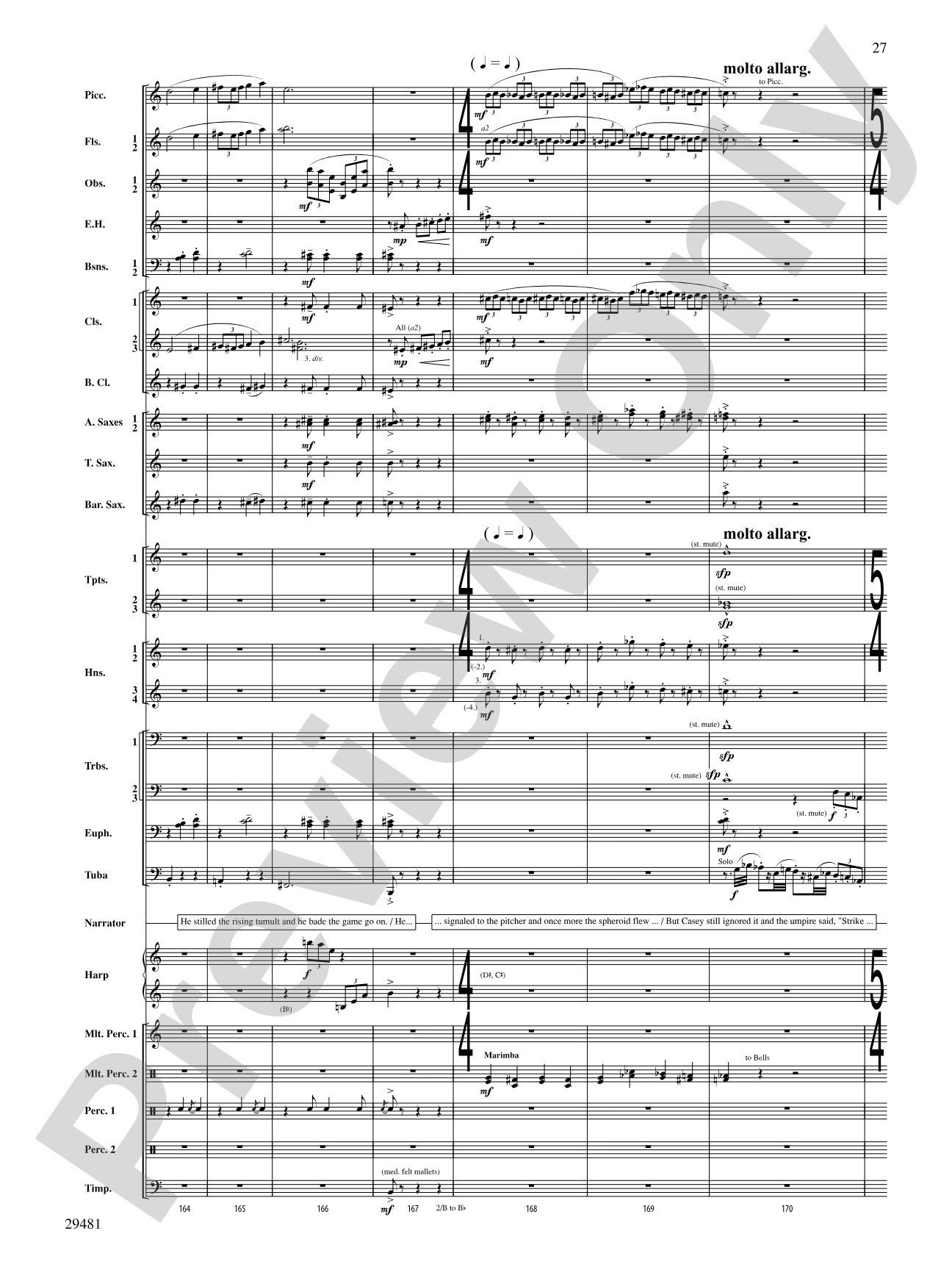 Casey at the Bat: Concert Band Conductor Score & Parts