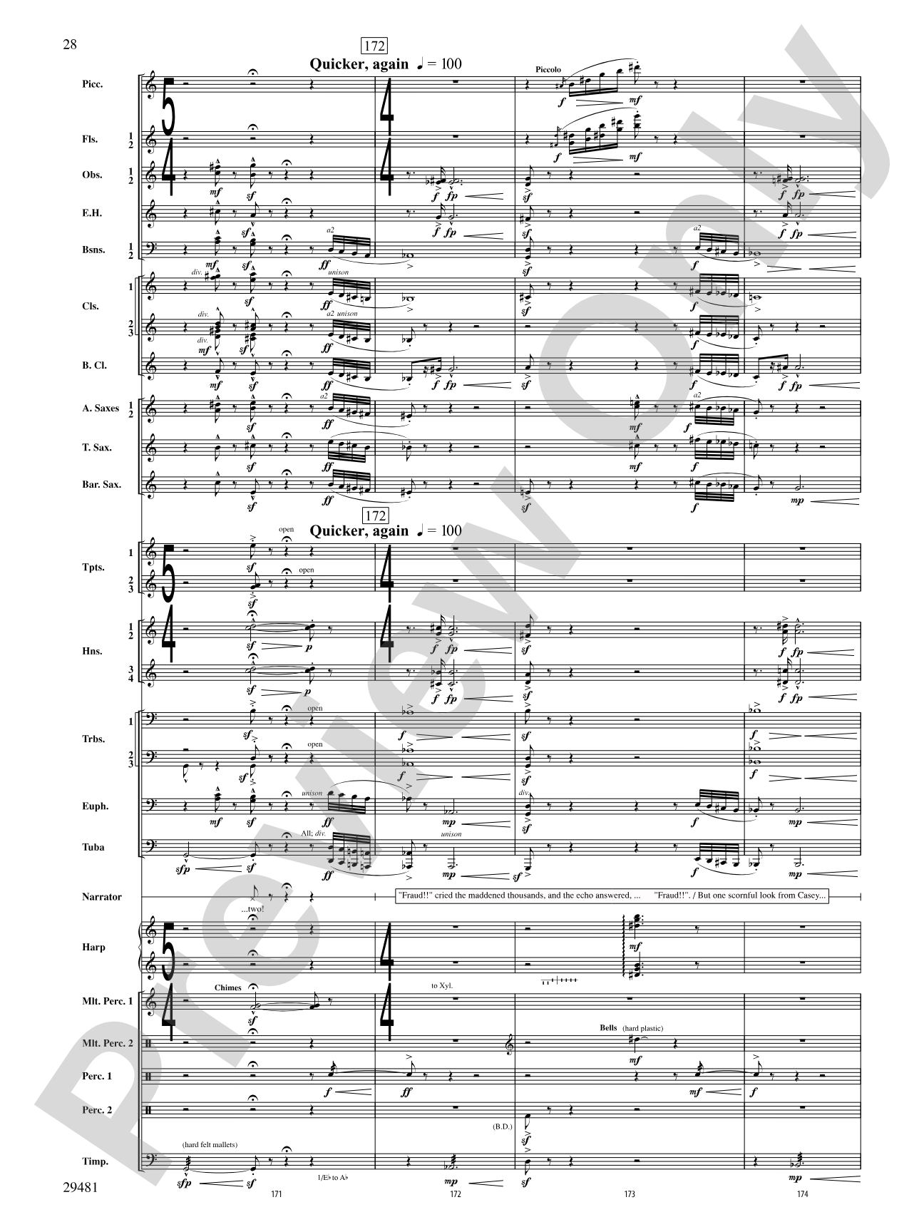Casey at the Bat: Concert Band Conductor Score & Parts