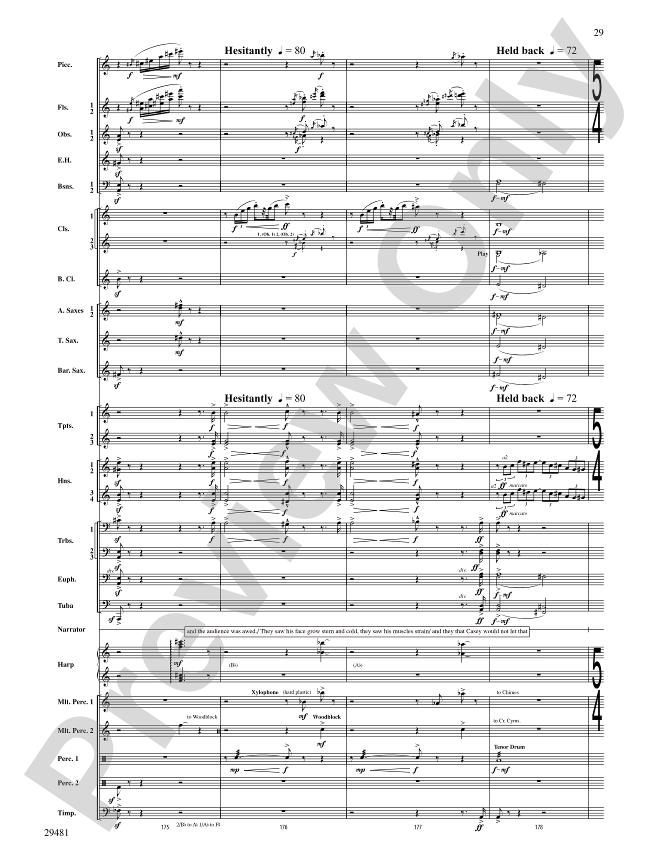 Casey at the Bat: Concert Band Conductor Score & Parts