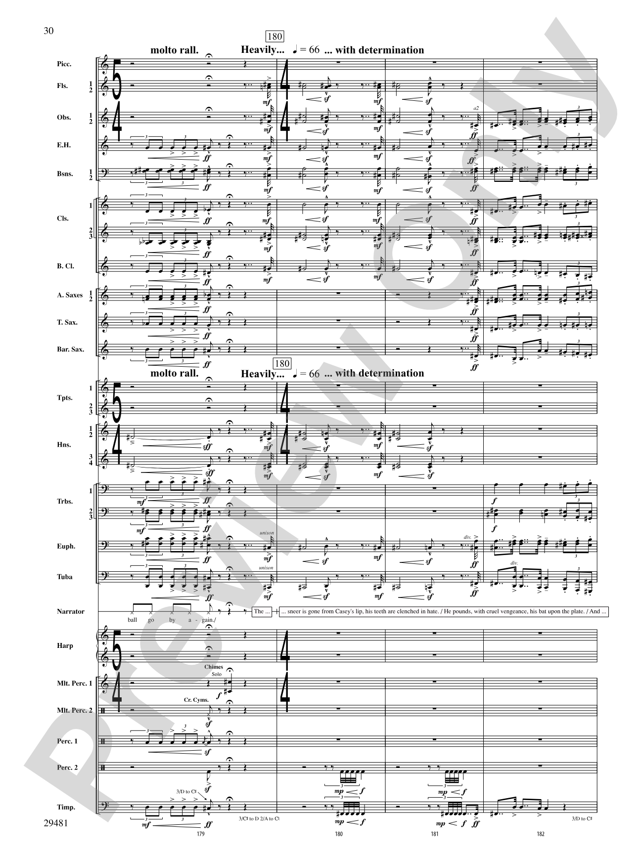 Casey at the Bat: Concert Band Conductor Score & Parts
