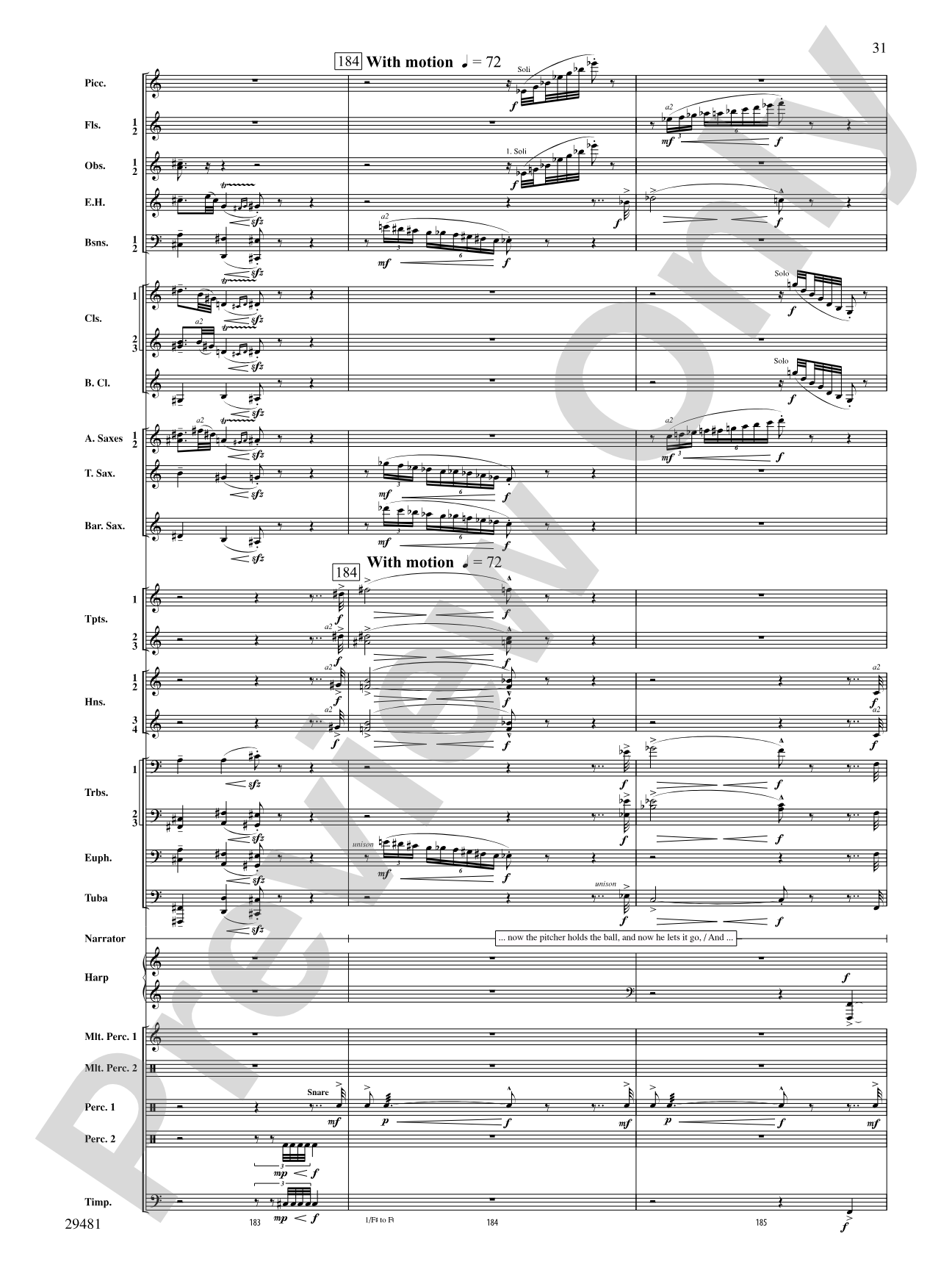 Casey at the Bat: Concert Band Conductor Score & Parts