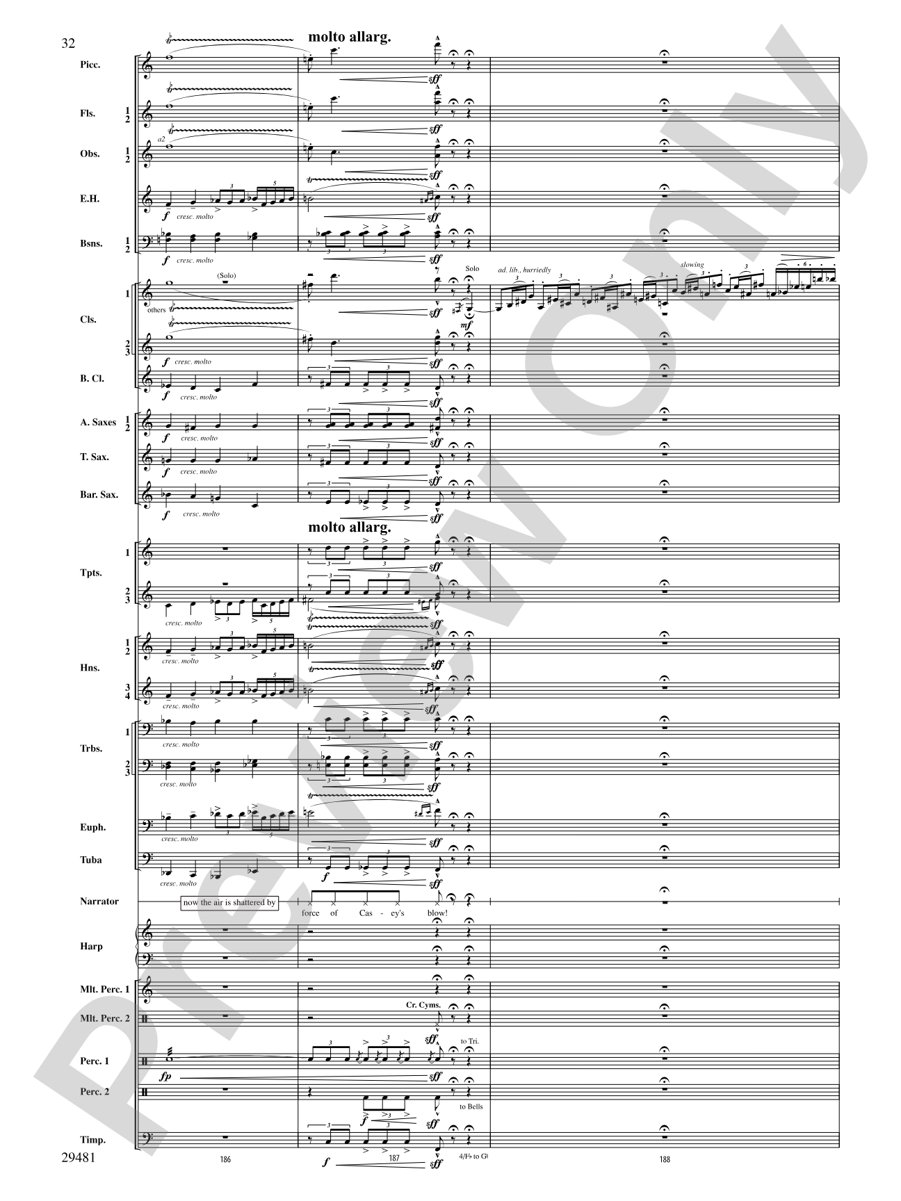 Casey at the Bat: Concert Band Conductor Score & Parts