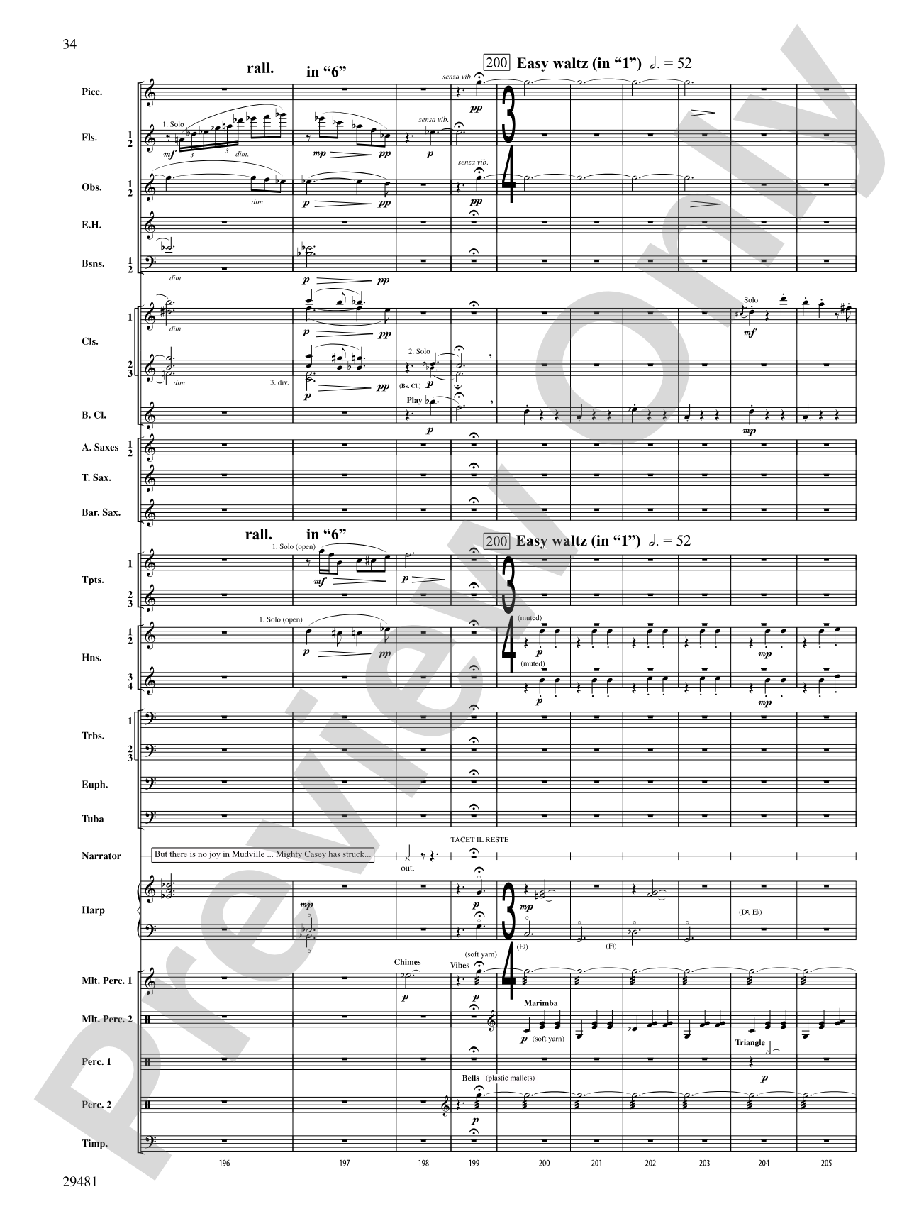 Casey at the Bat: Concert Band Conductor Score & Parts