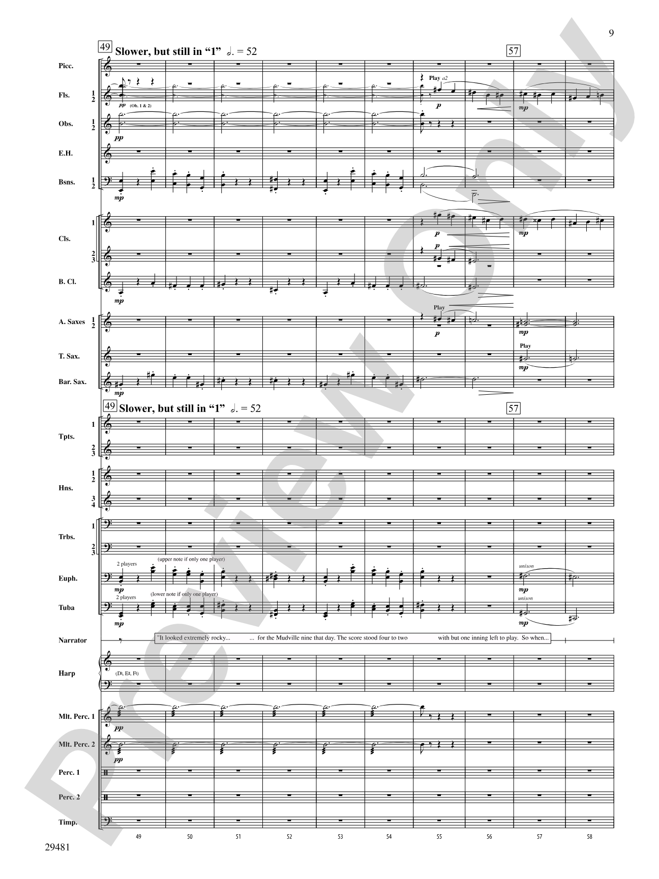 Casey at the Bat: Concert Band Conductor Score & Parts