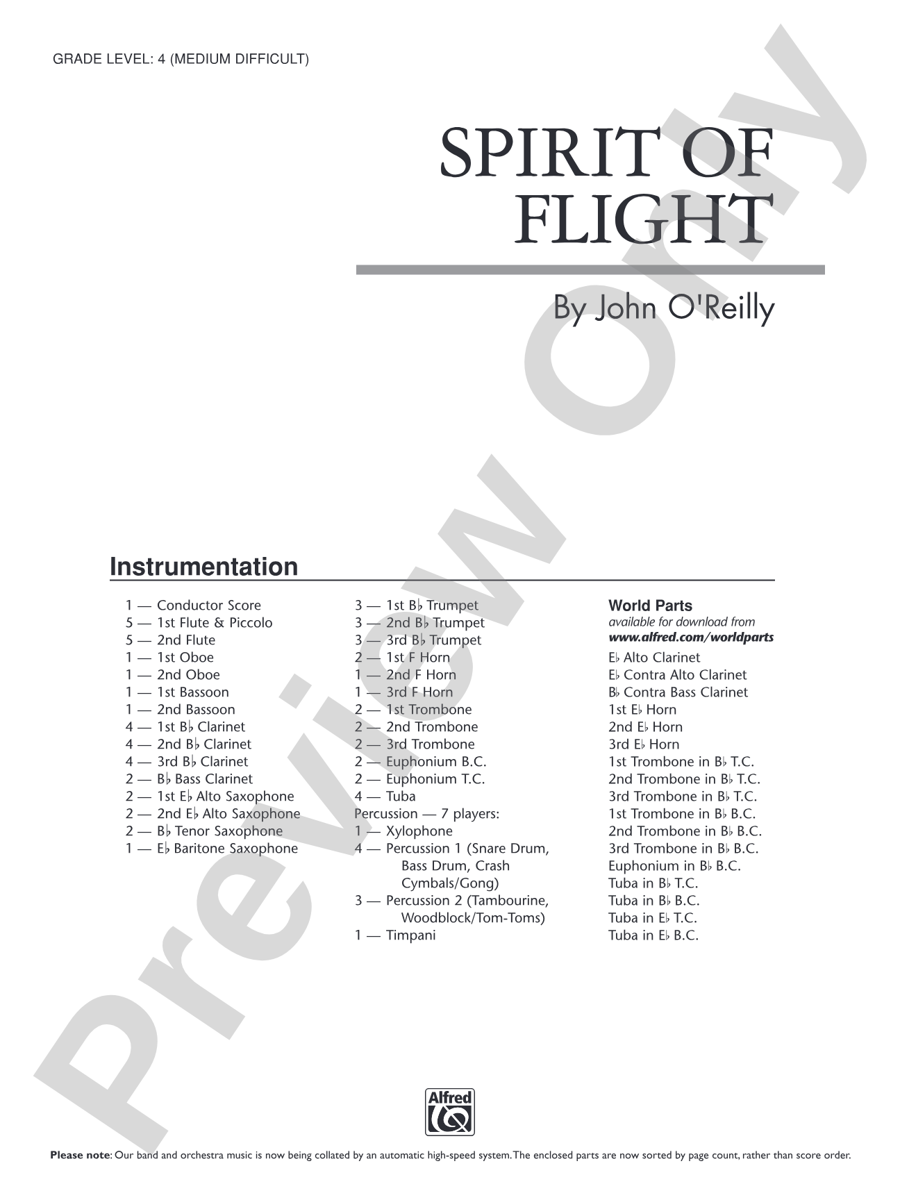 Spirit of Flight: Concert Band Conductor Score & Parts
