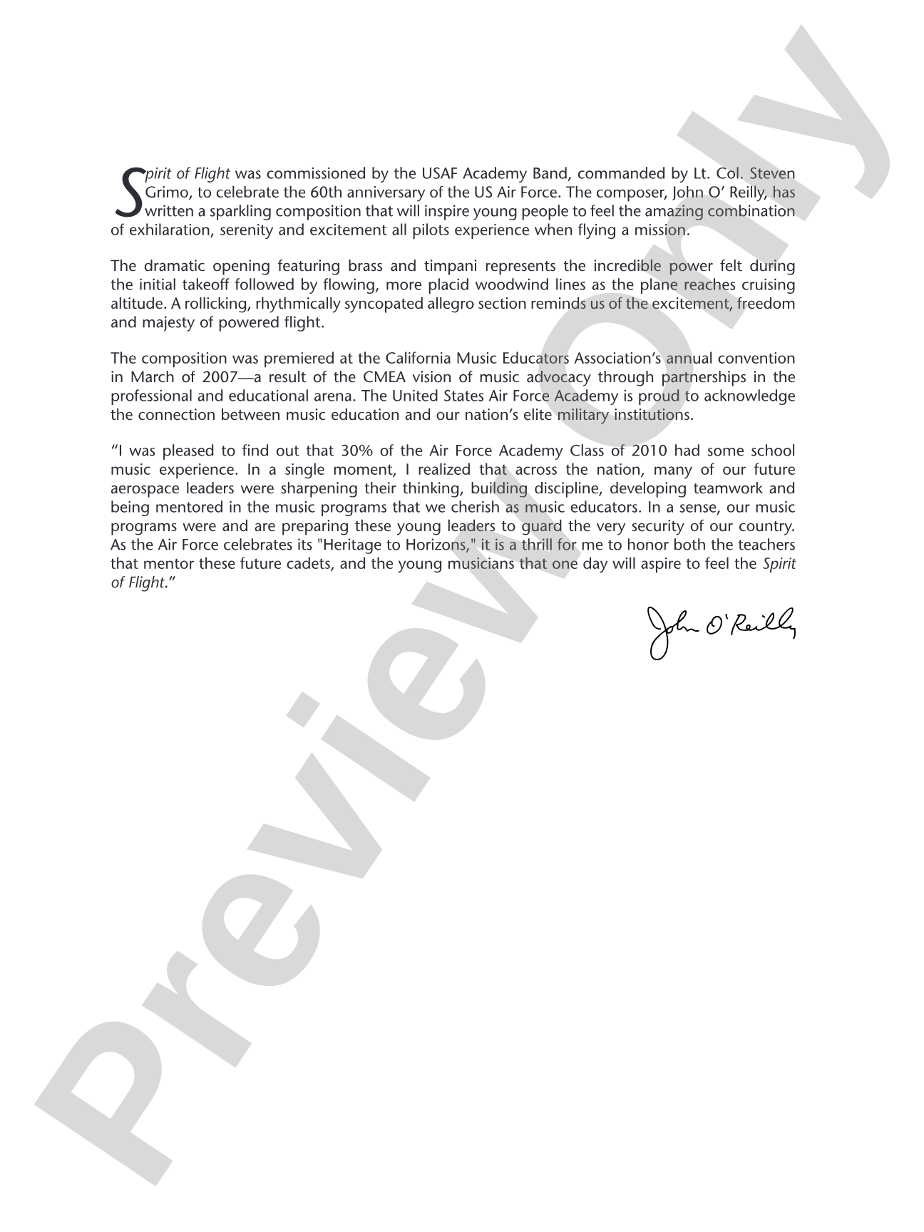 Spirit of Flight: Concert Band Conductor Score & Parts