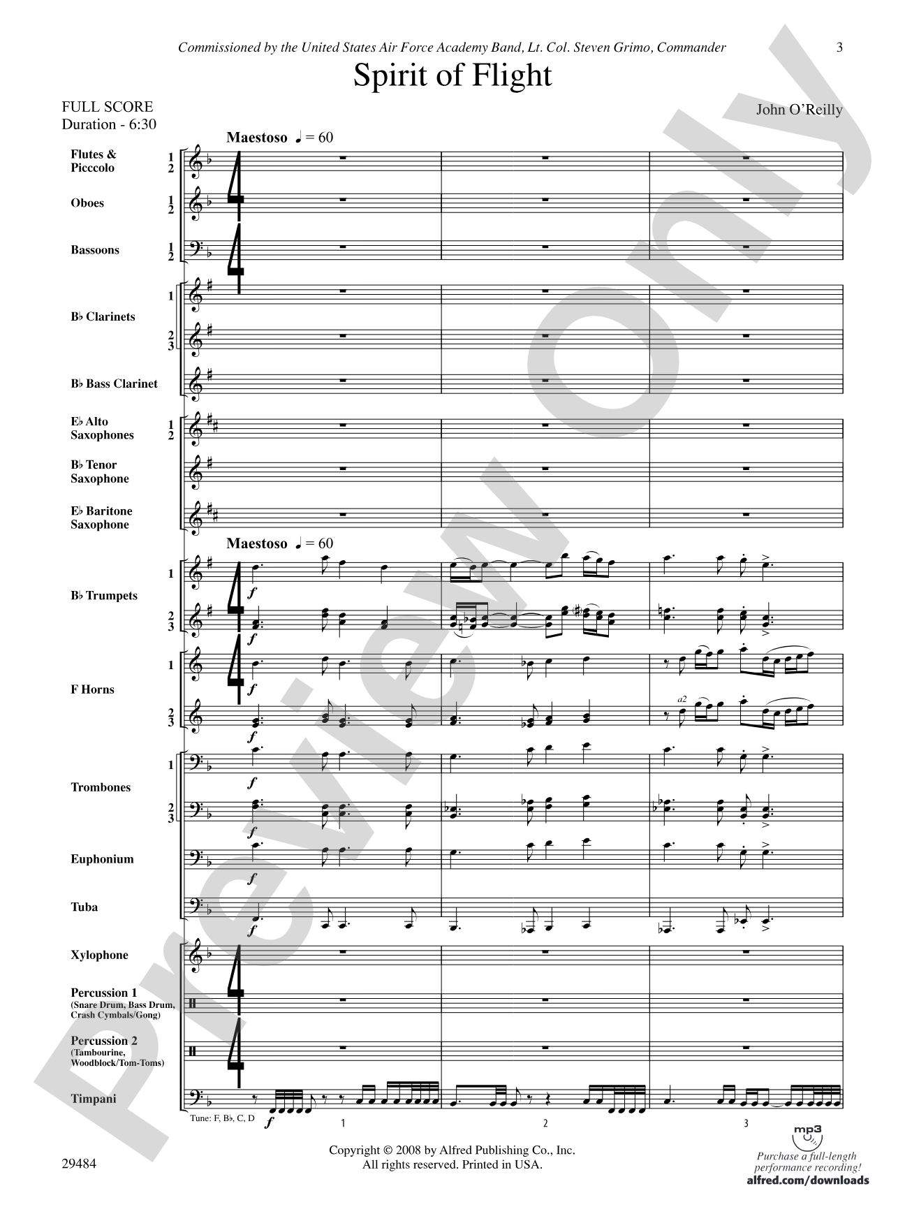 Spirit of Flight: Concert Band Conductor Score & Parts