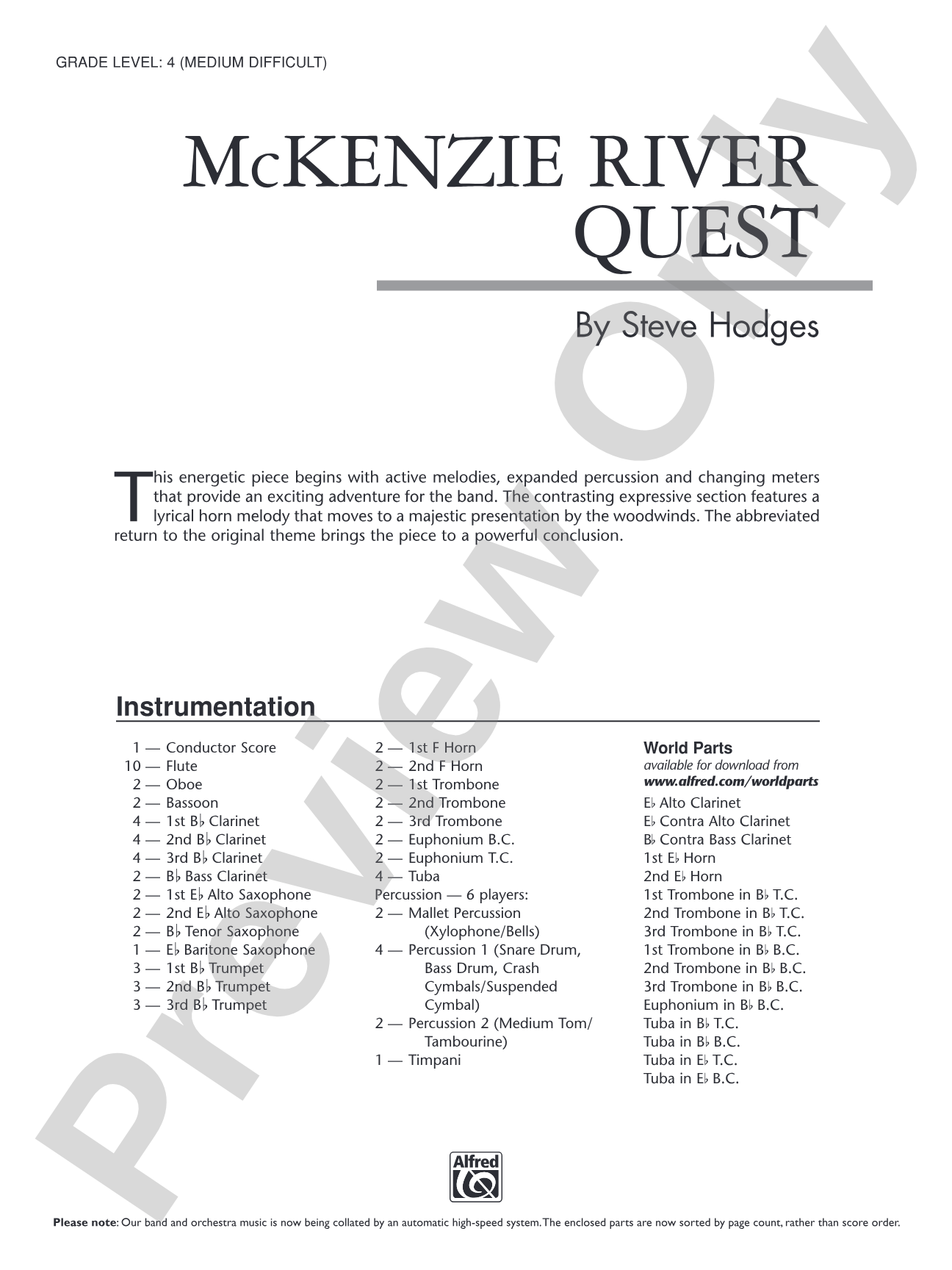 McKenzie River Quest: Concert Band Conductor Score & Parts