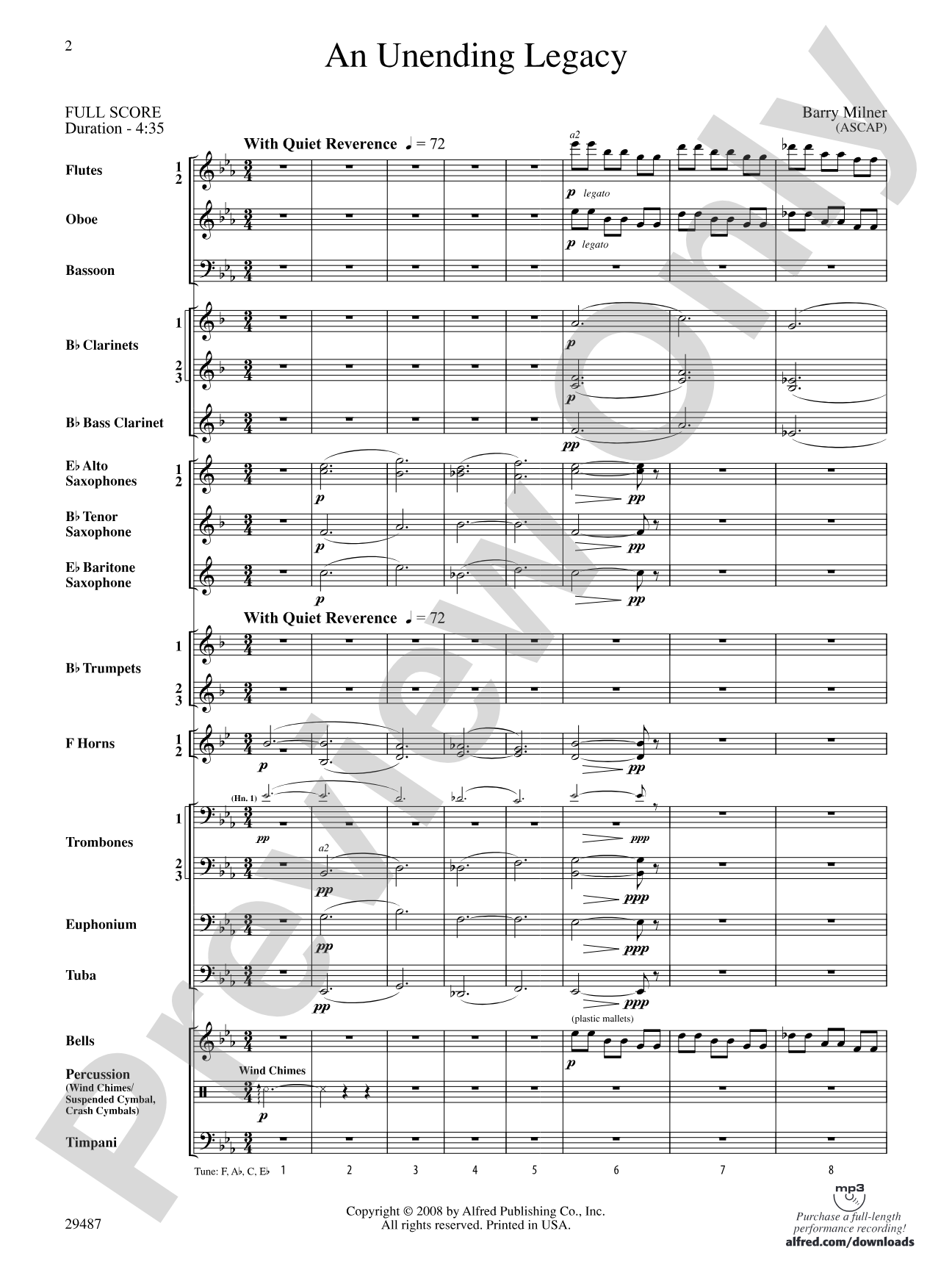 An Unending Legacy: Concert Band Conductor Score & Parts