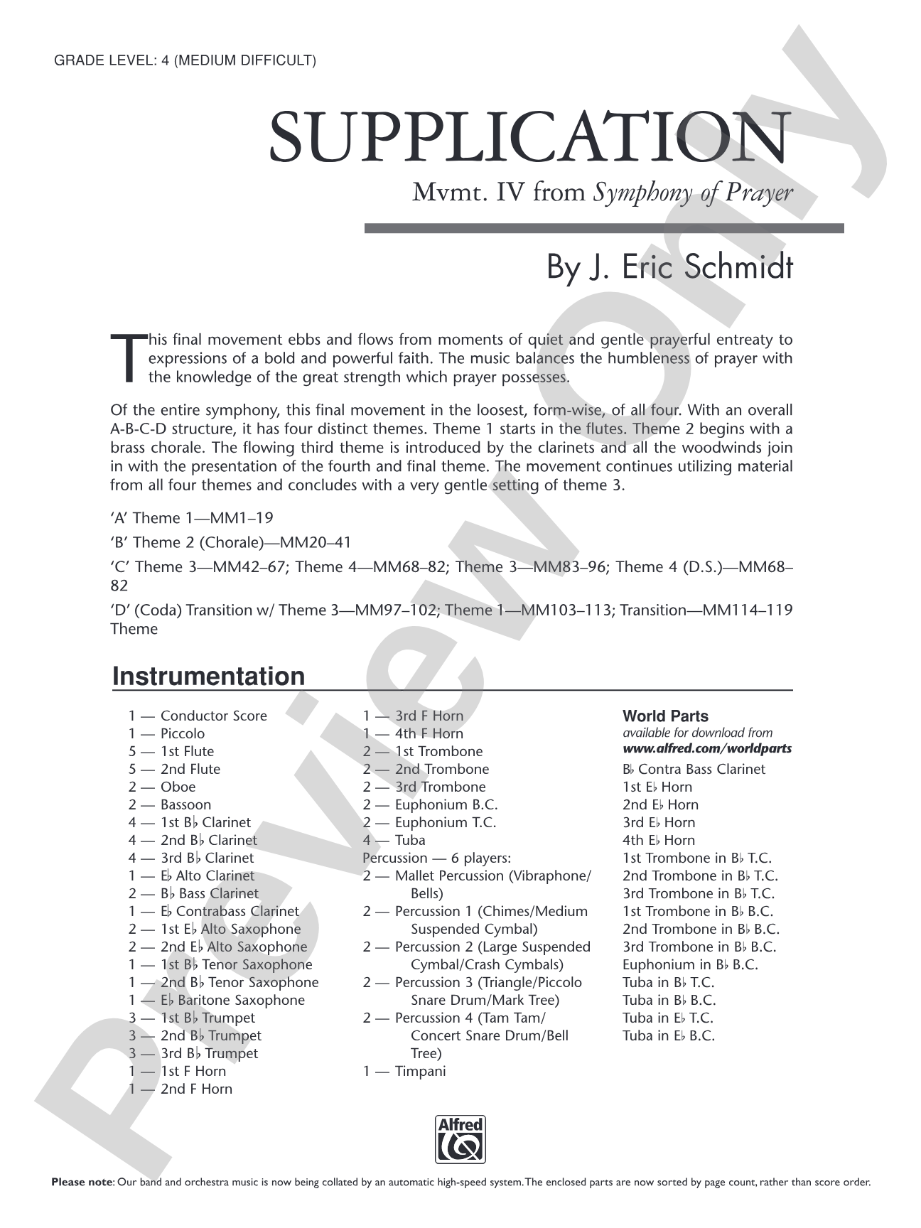 Supplication: Concert Band Conductor Score & Parts